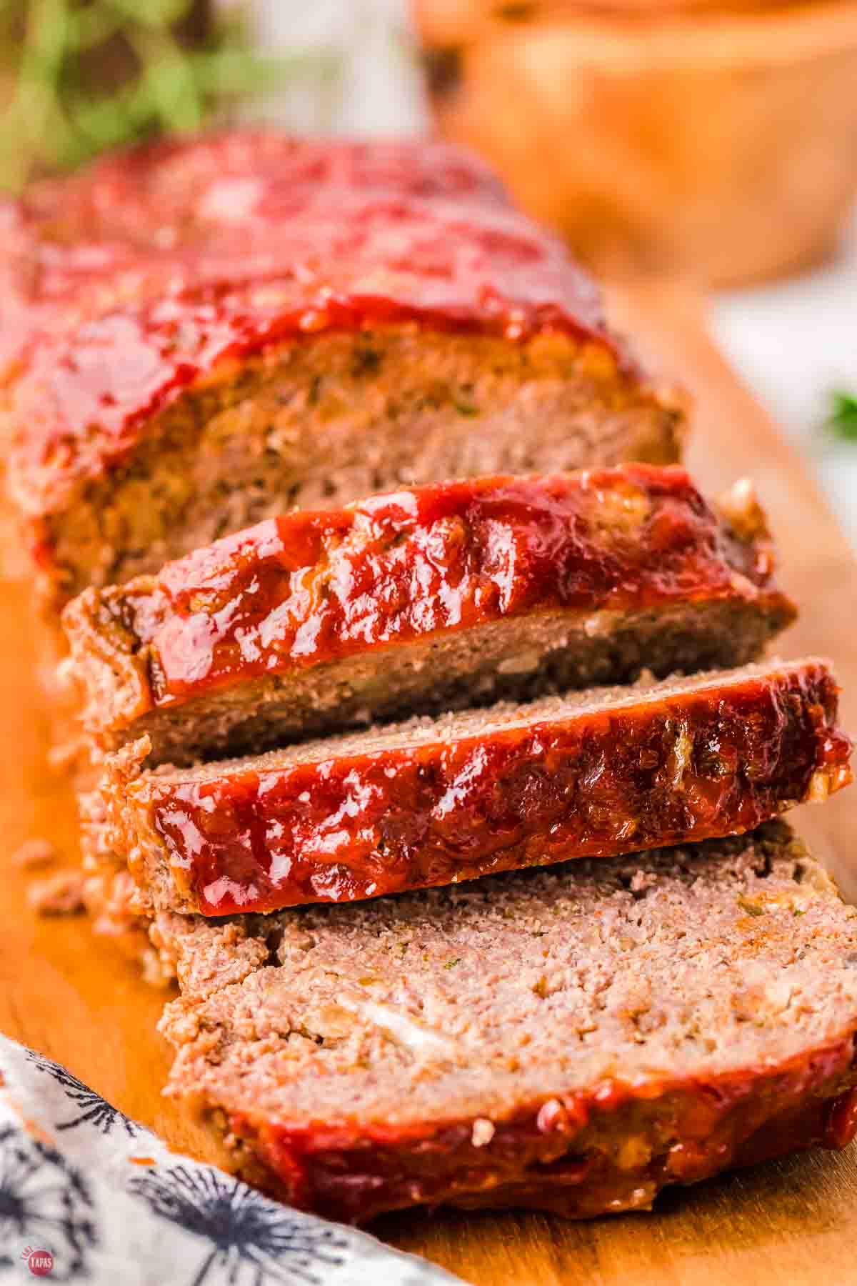close up of slices of meatloaf