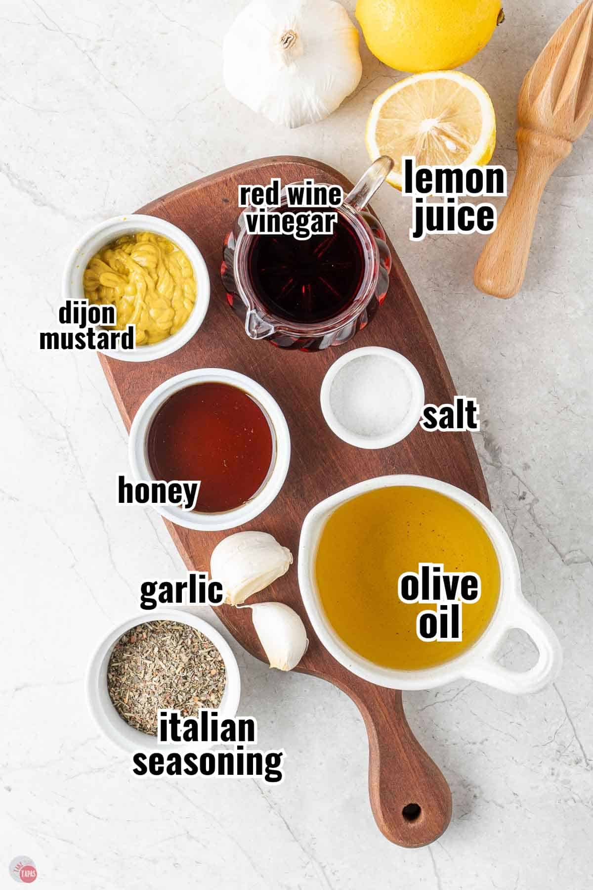 individual ingredients for a recipe with text overlay labeling them