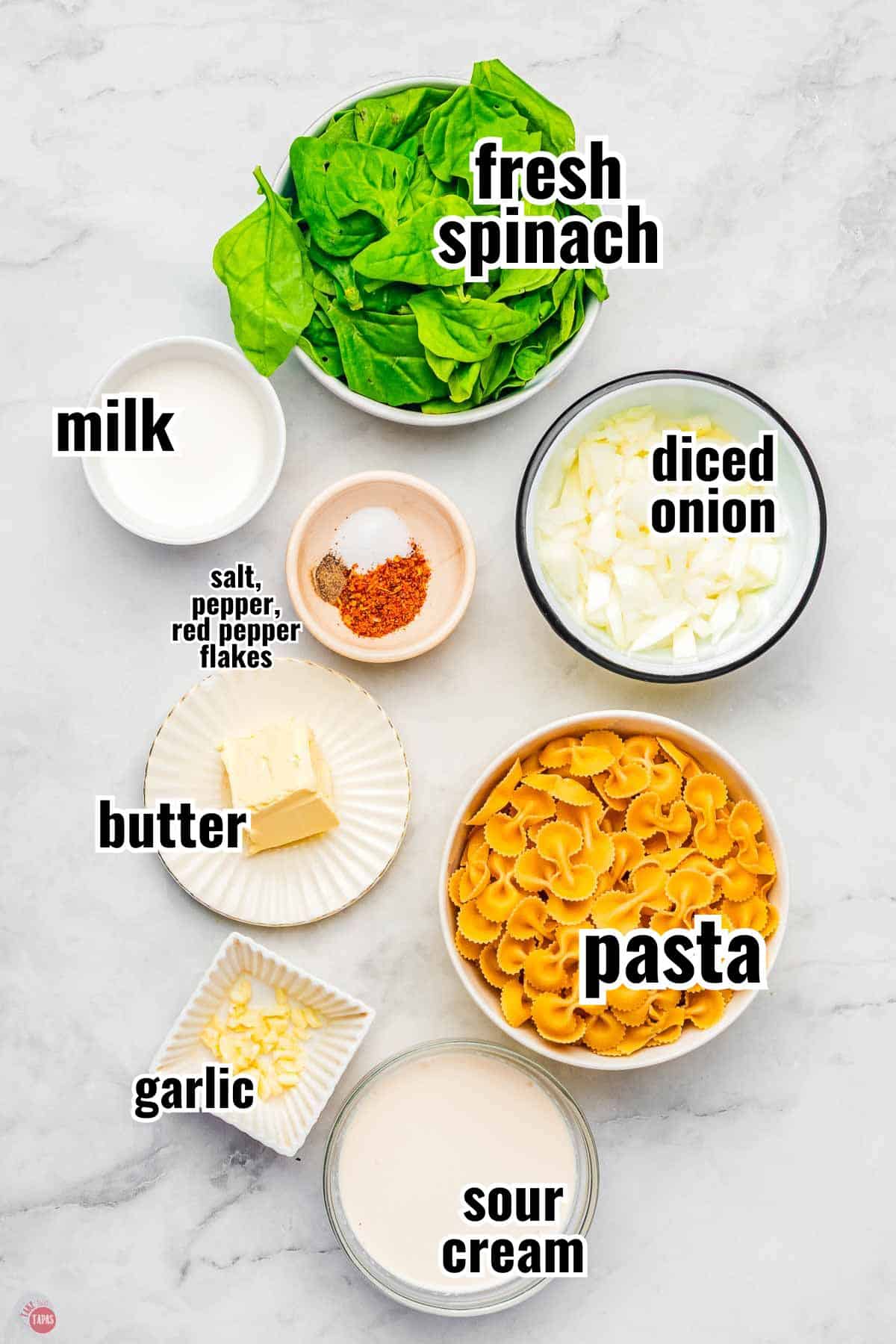 individual ingredients for a recipe with text overlay labeling them
