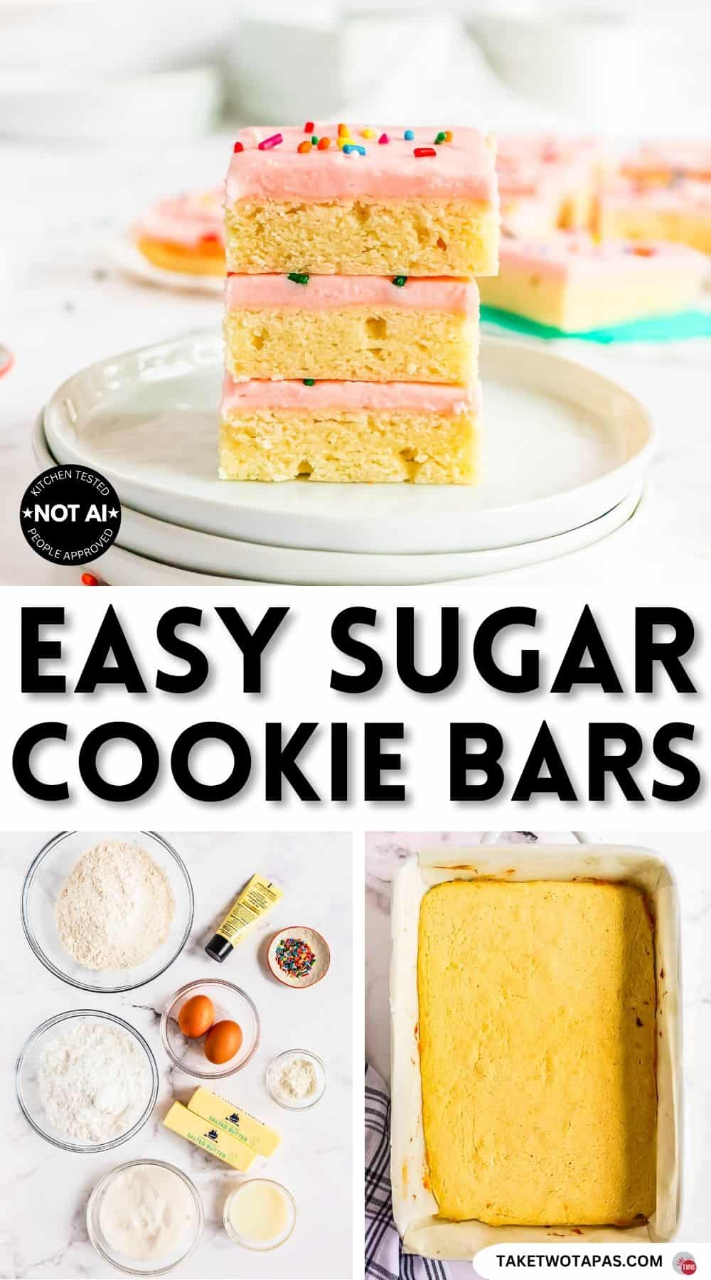 Pinterest pin image for a sugar cookie bar recipe