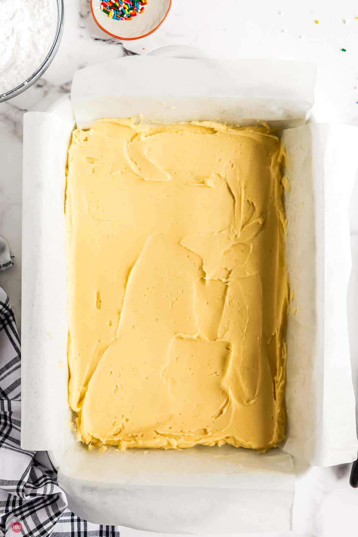 sugar cookie dough baked in a dish