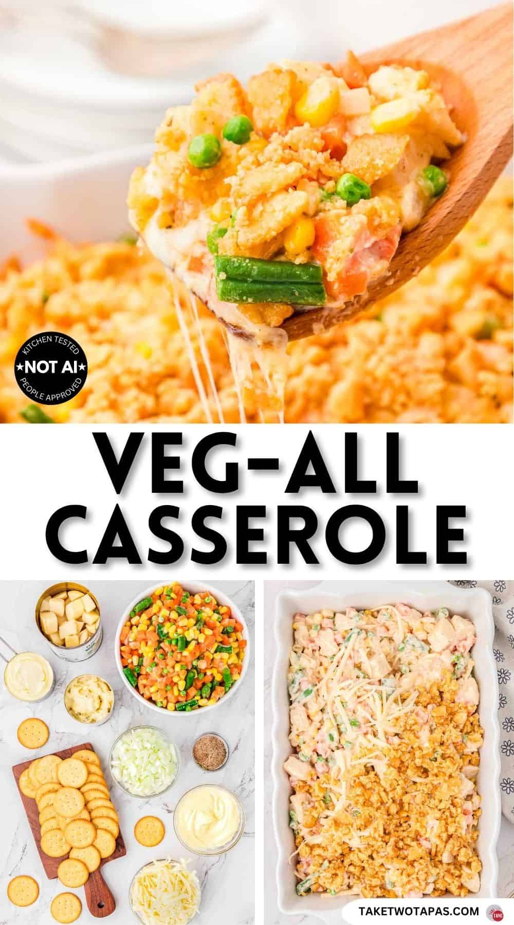 Pinterest pin image for a veg all casserole recipe