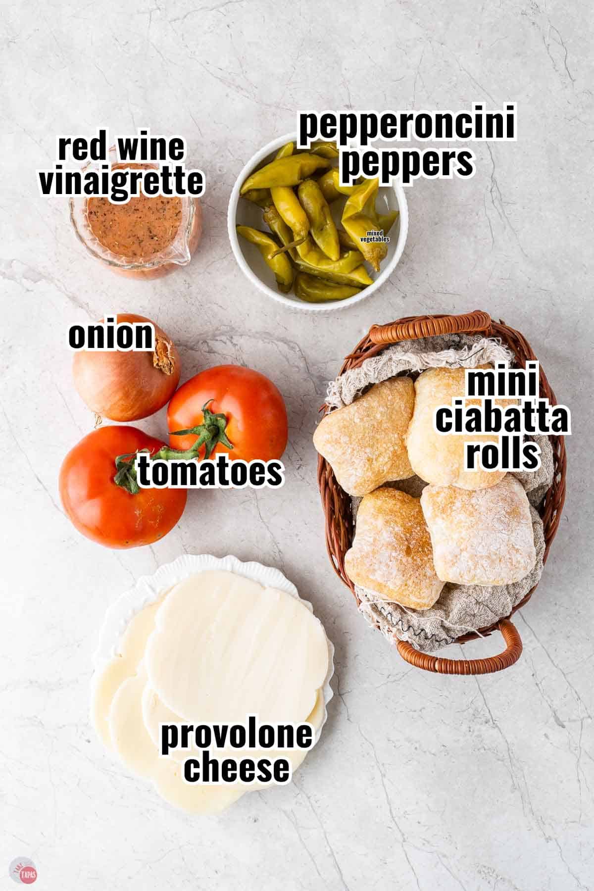individual ingredients for a recipe with text overlay labeling them