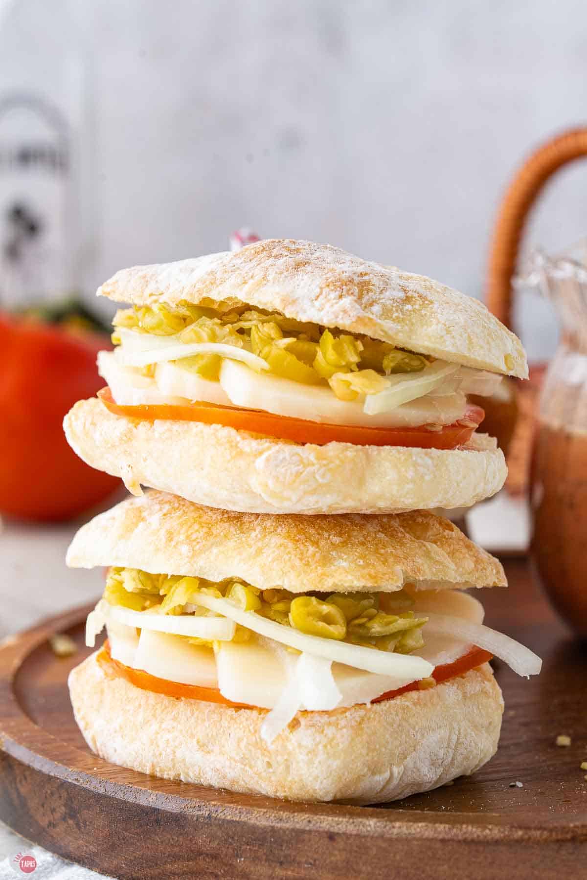 stack of vegetarian sliders with Italian flavors