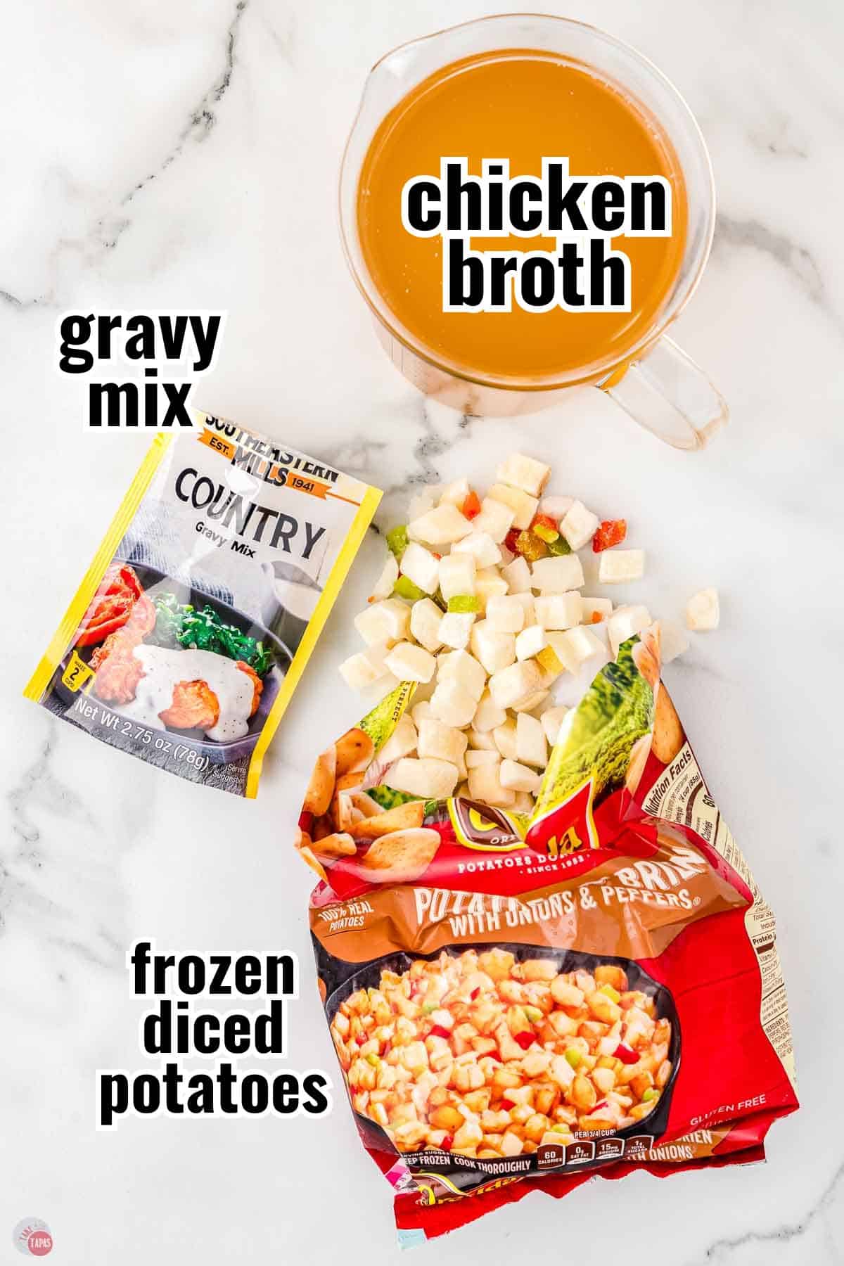 individual ingredients for a recipe with text overlay labeling them