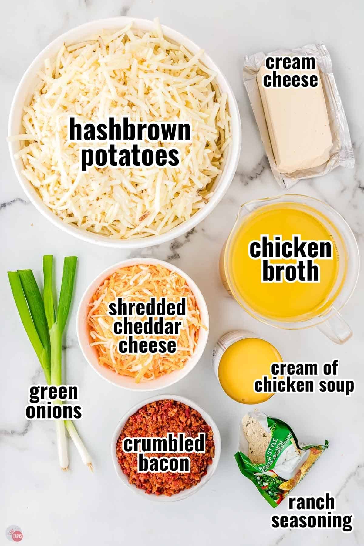 individual ingredients for a recipe with text overlay labeling them