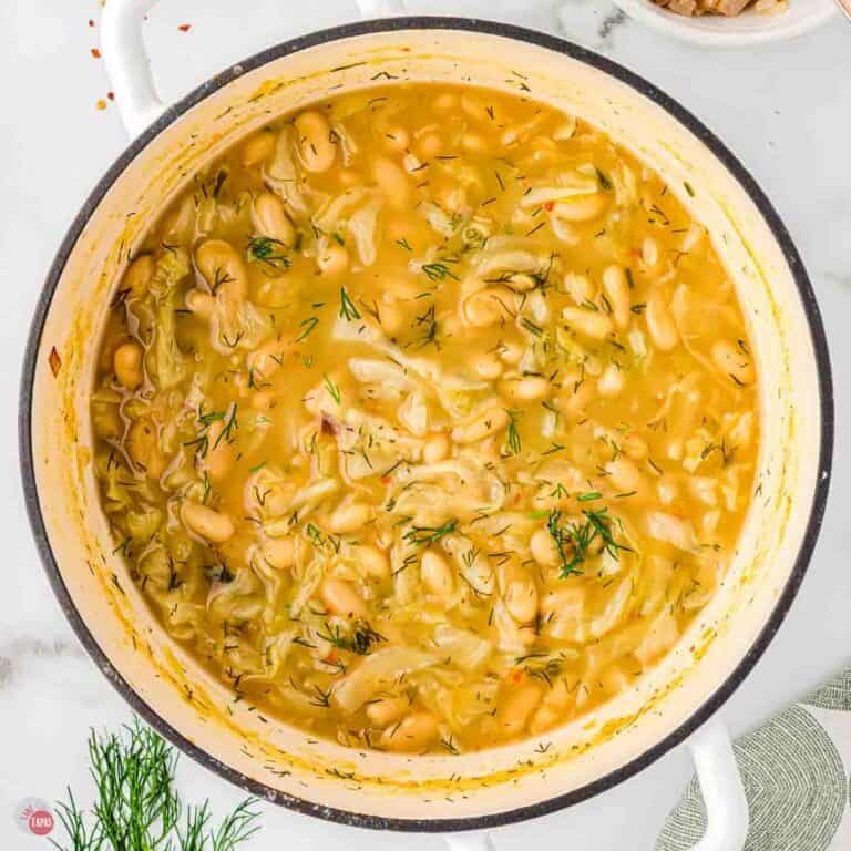 pot of bean and cabbage soup