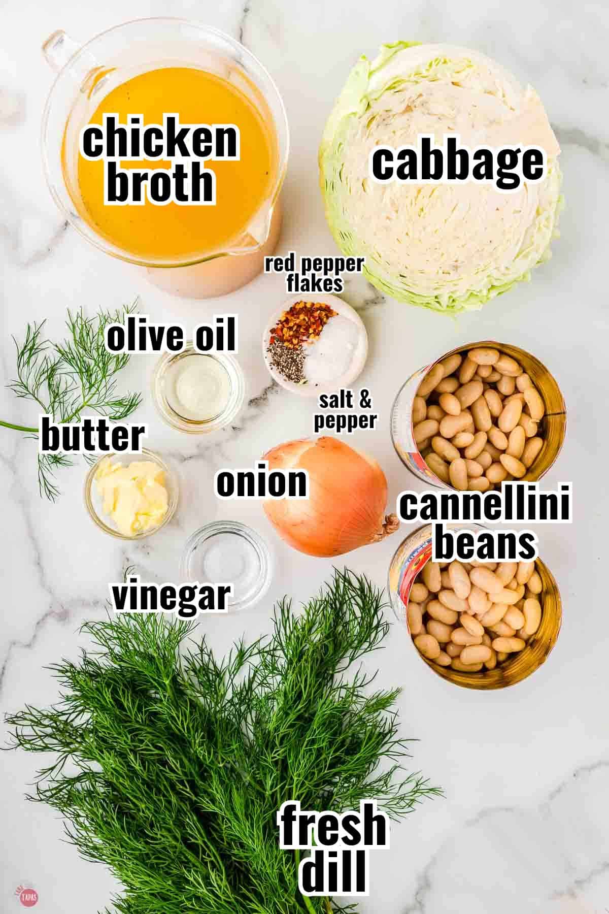 individual ingredients for a recipe with text overlay labeling them