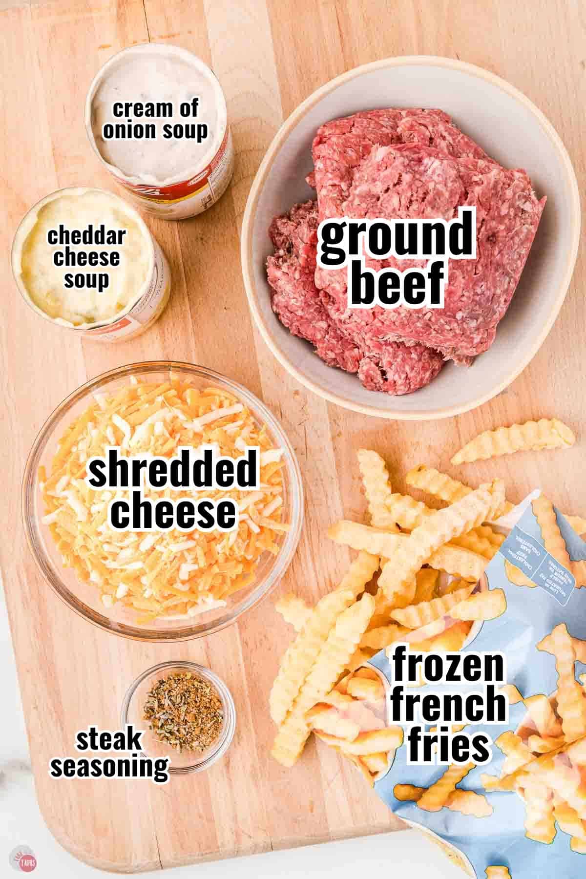 individual ingredients for a recipe with text overlay labeling them
