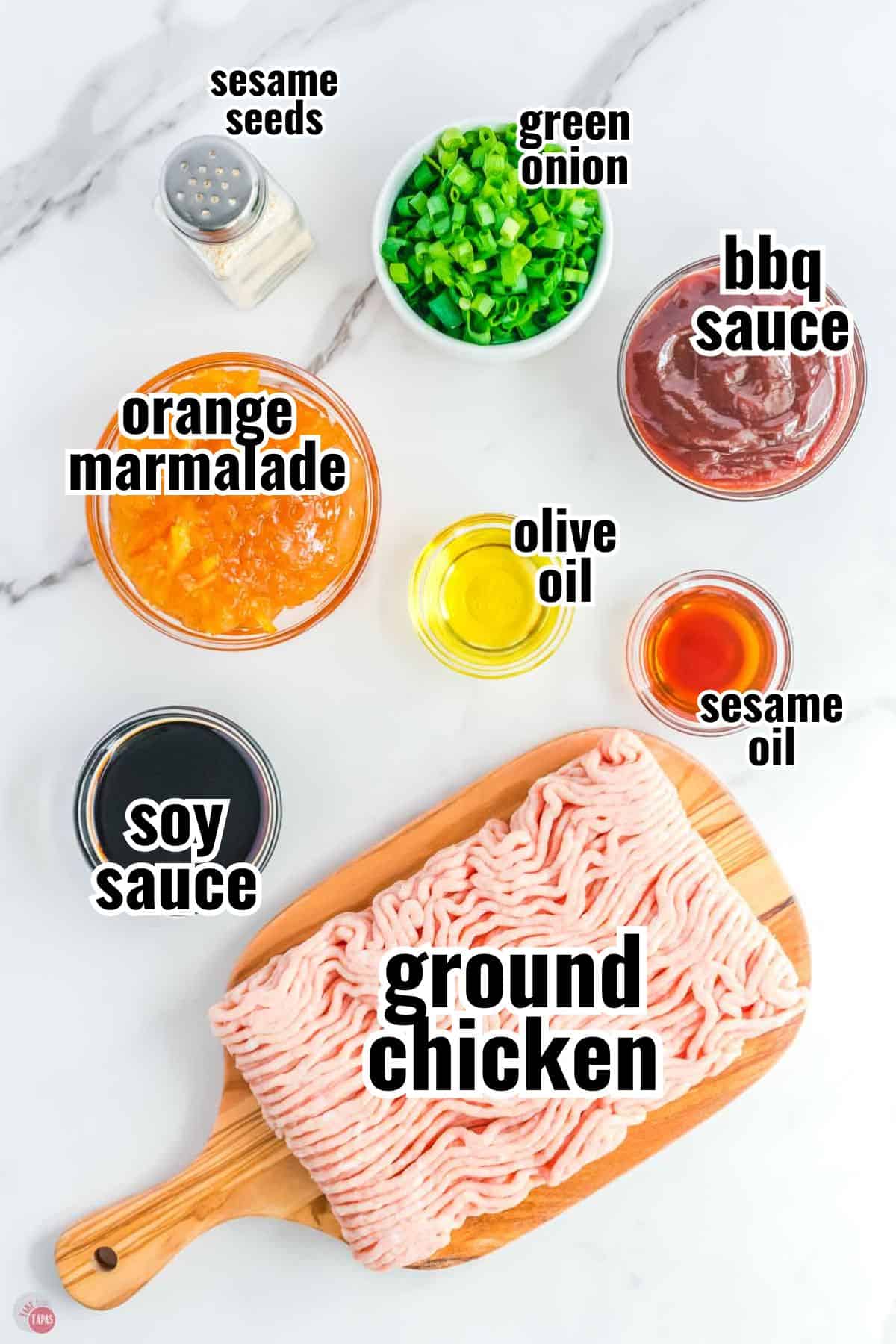 individual ingredients for a recipe with text overlay labeling them

