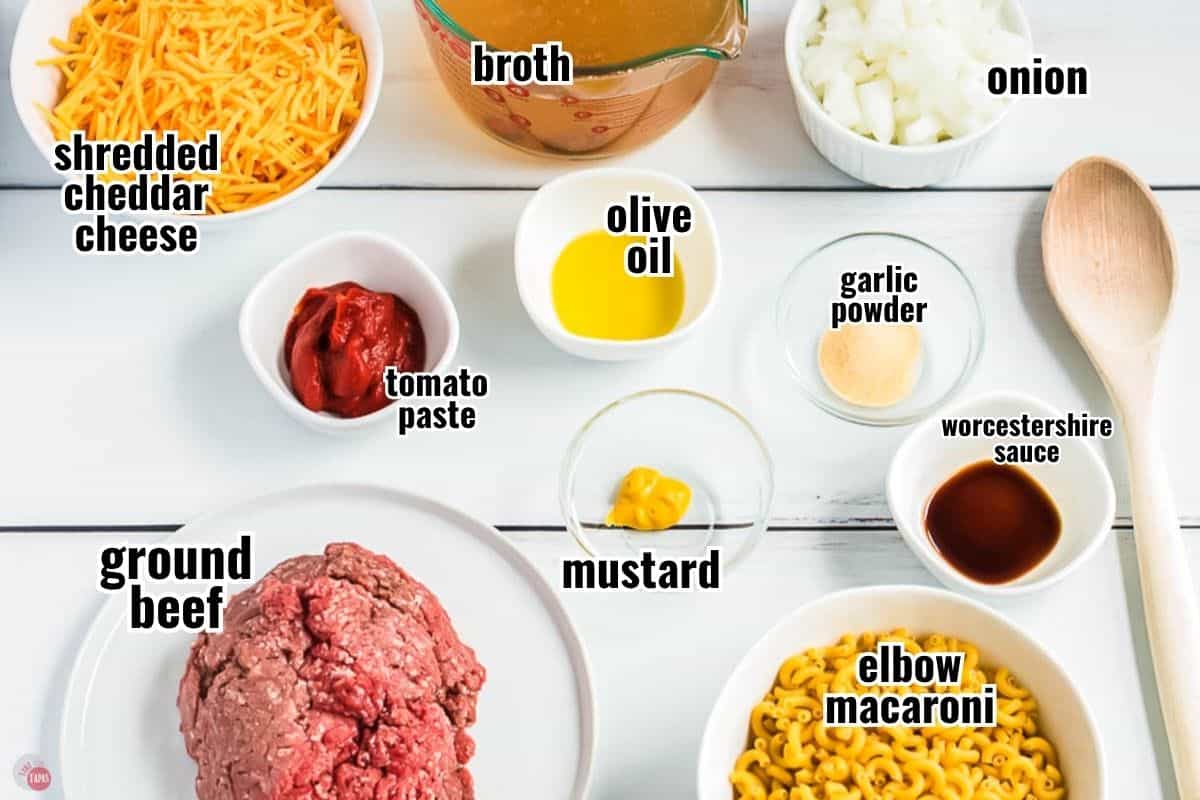 individual ingredients for a recipe with text overlay labeling them
