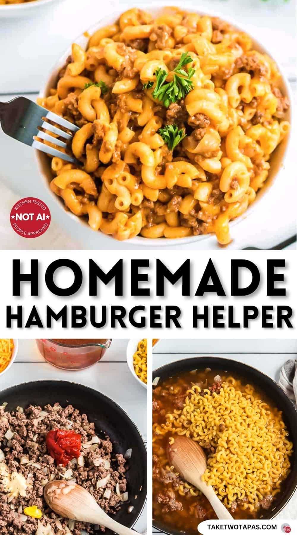 Pinterest pin image for a homemade hamburger helper recipe