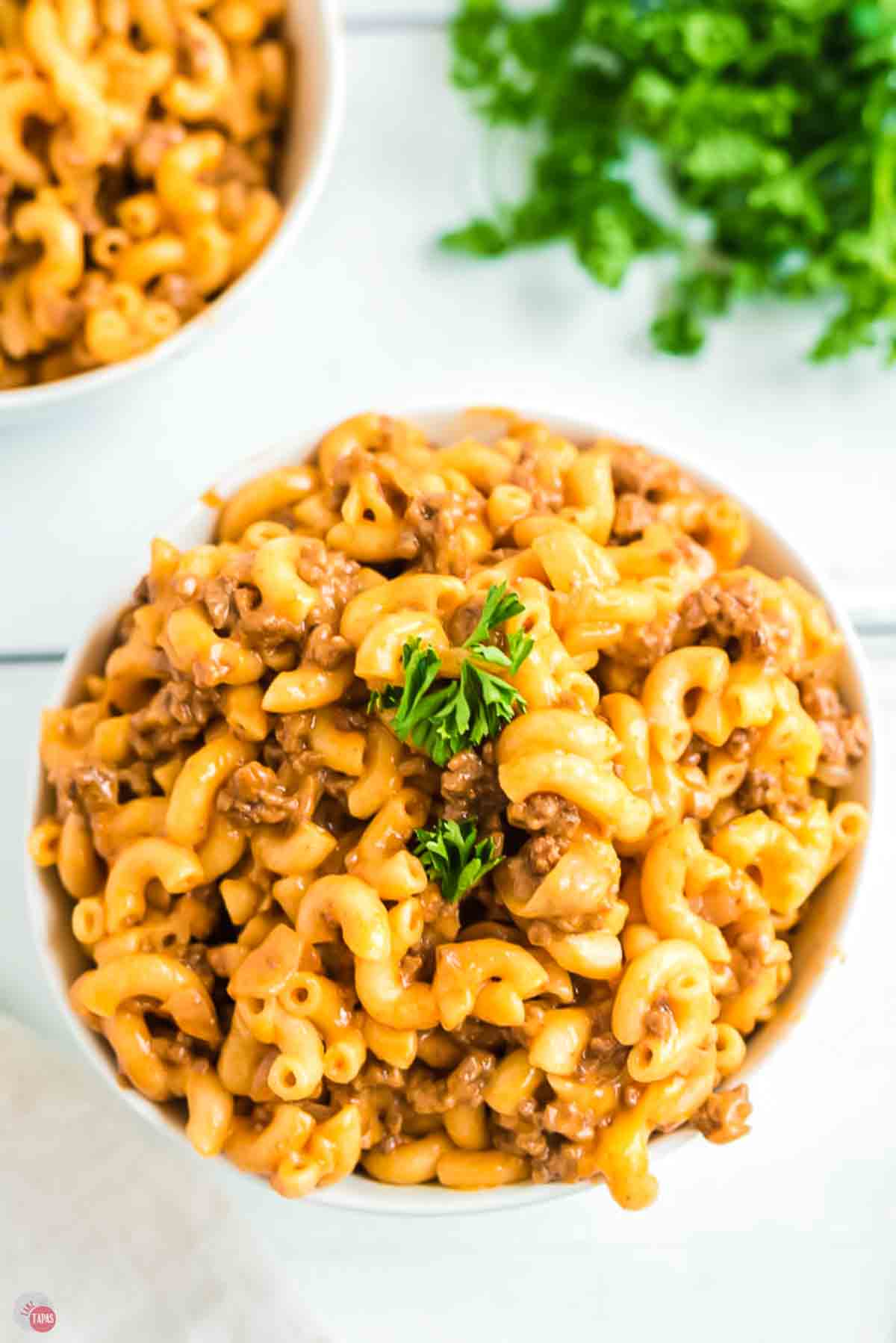 bowl of hamburger helper made at home