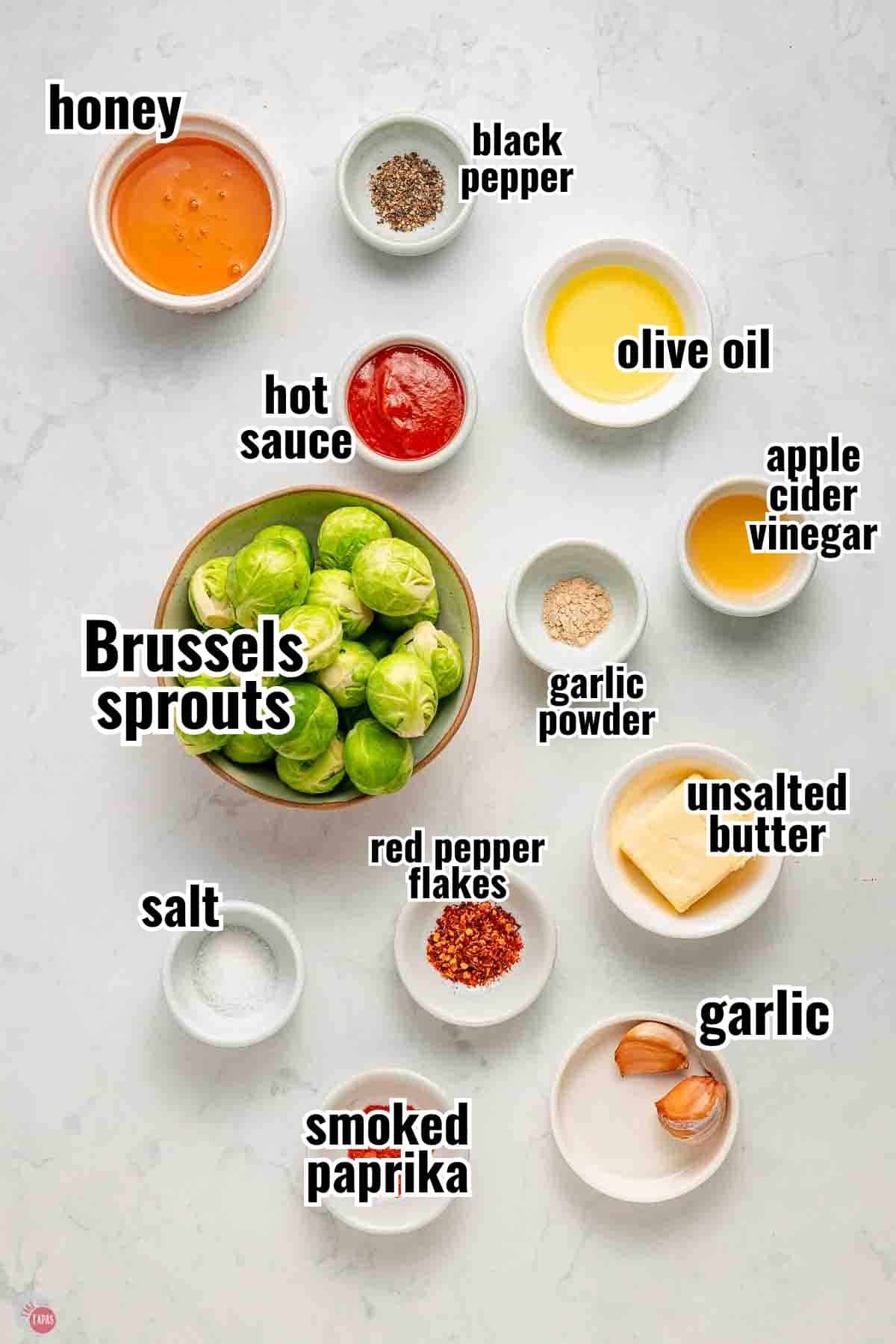individual ingredients for a recipe with text overlay labeling them