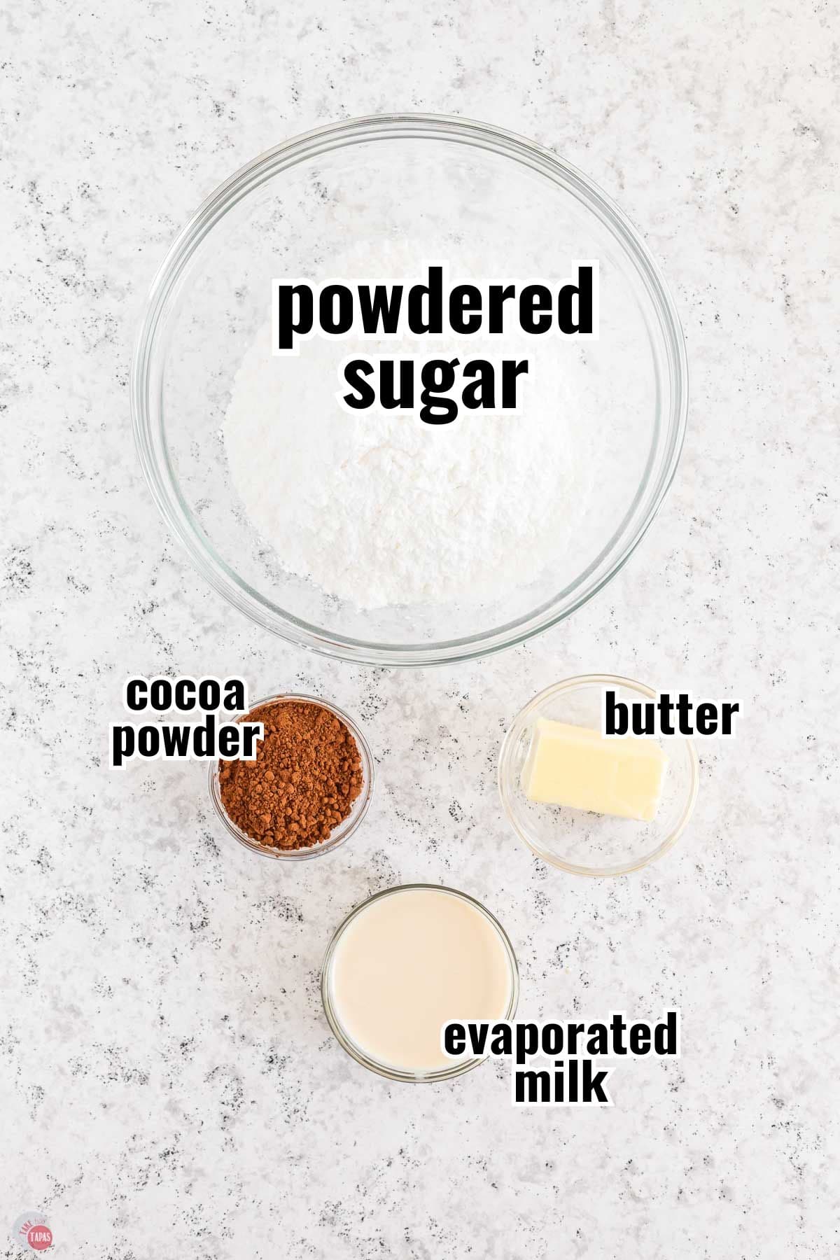 individual ingredients for a recipe with text overlay labeling them