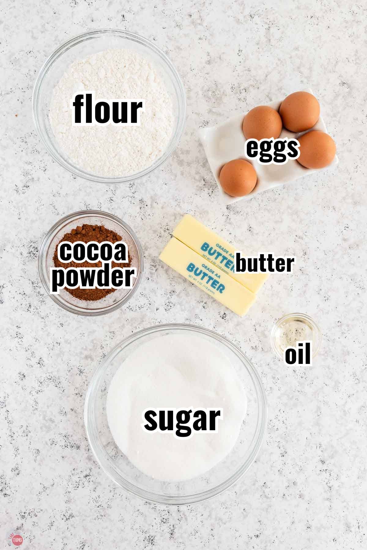 individual ingredients for a recipe with text overlay labeling them