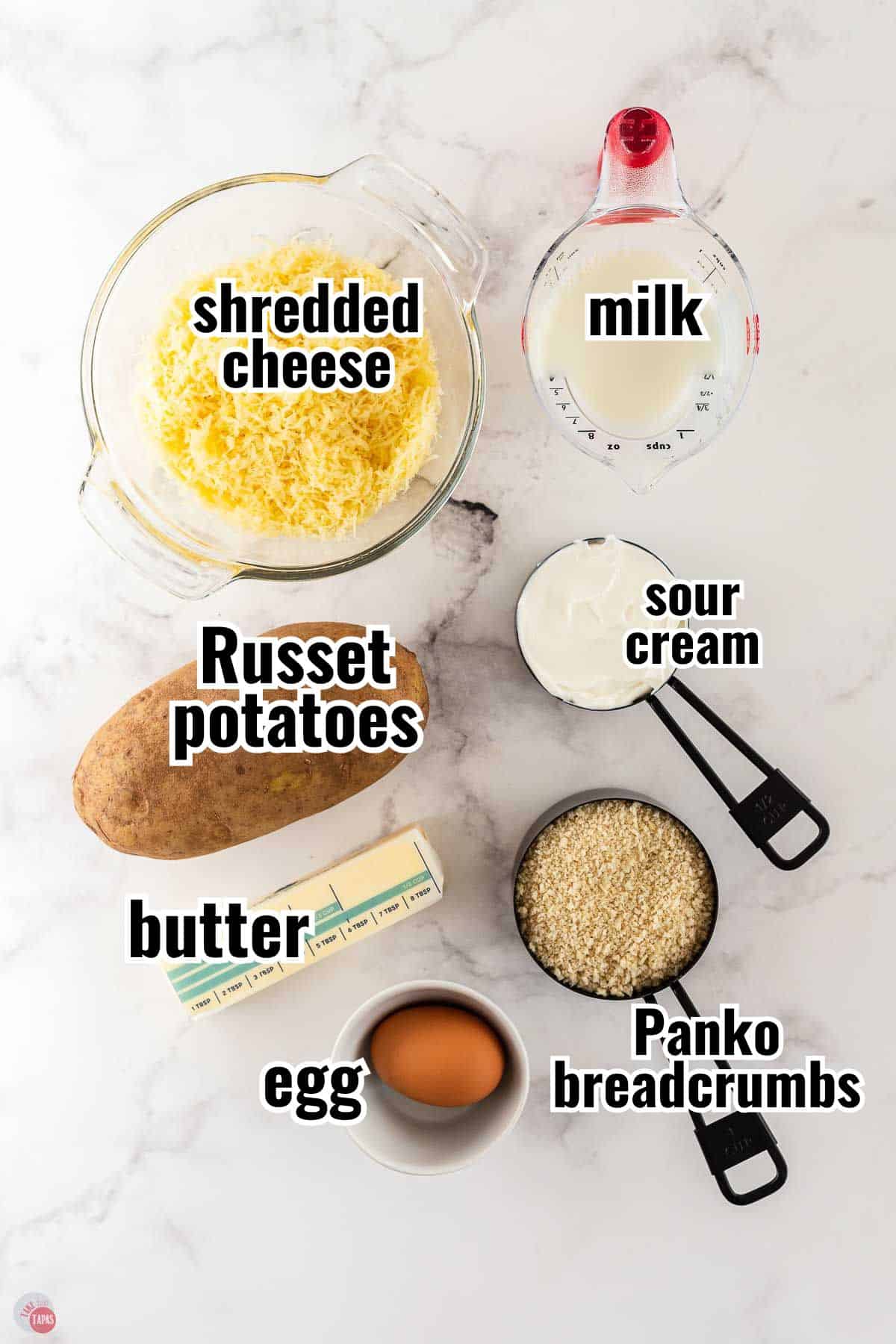 individual ingredients for a recipe with text overlay labeling them