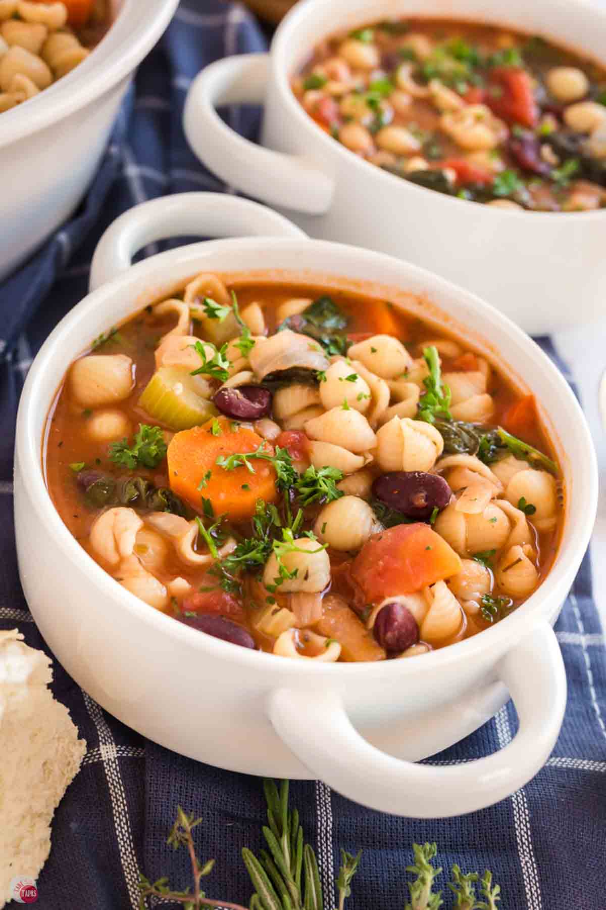small bowl of minestrone soup
