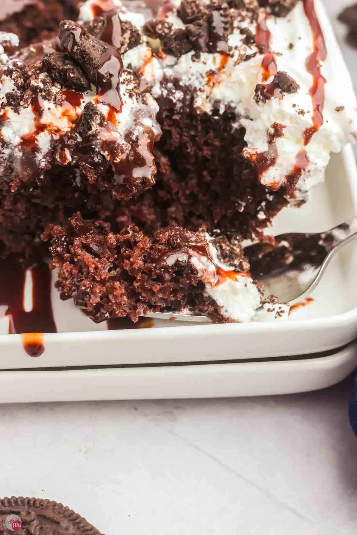 slice of cake with a fork on the plate