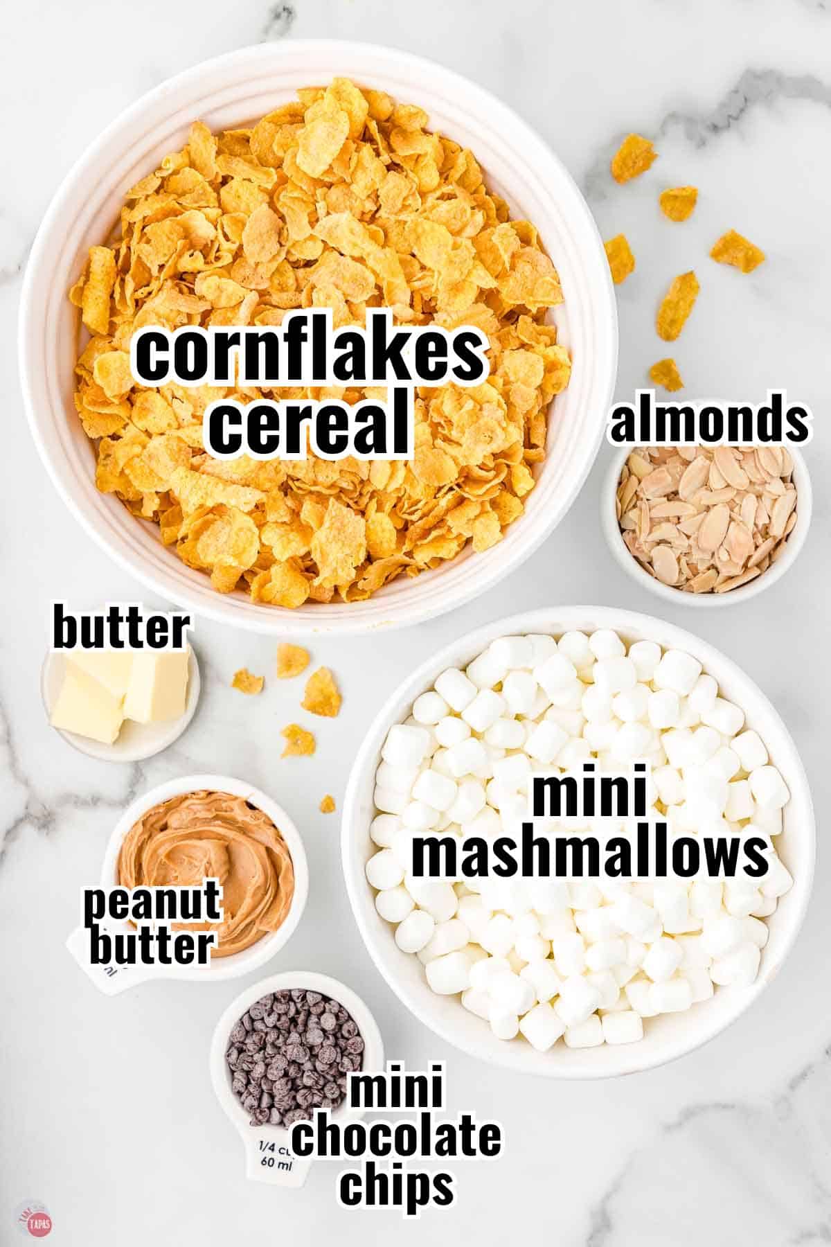 individual ingredients for a recipe with text overlay labeling them