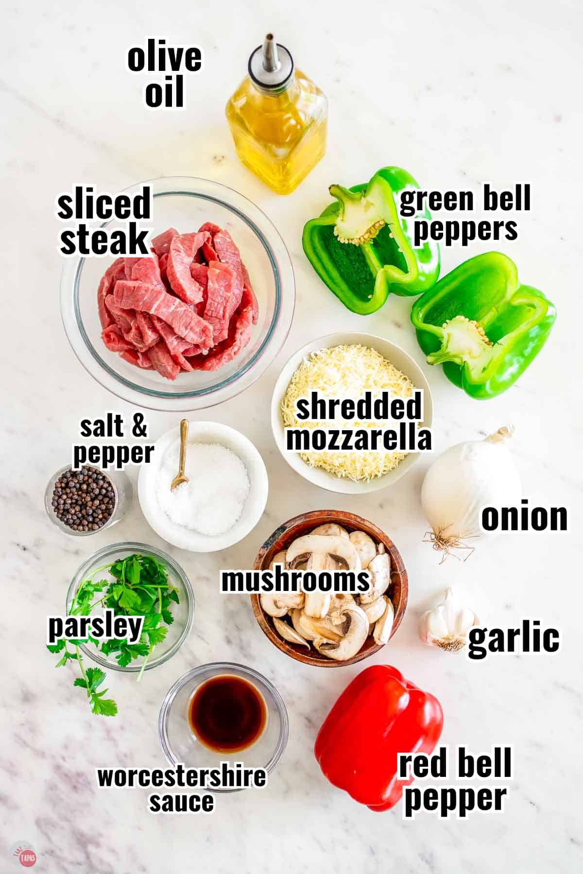 individual ingredients for a recipe with text overlay labeling them
