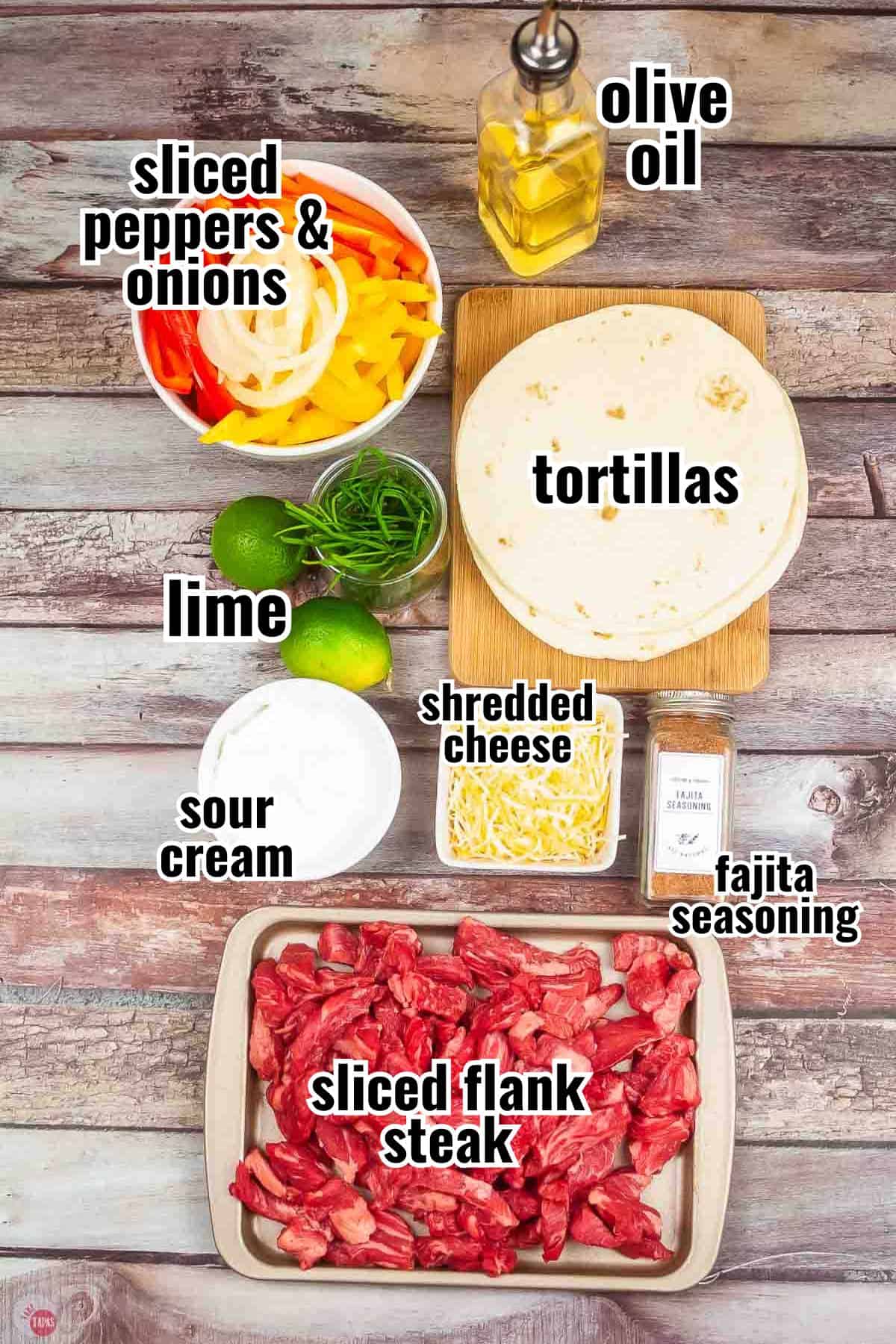 individual ingredients for a recipe with text overlay labeling them