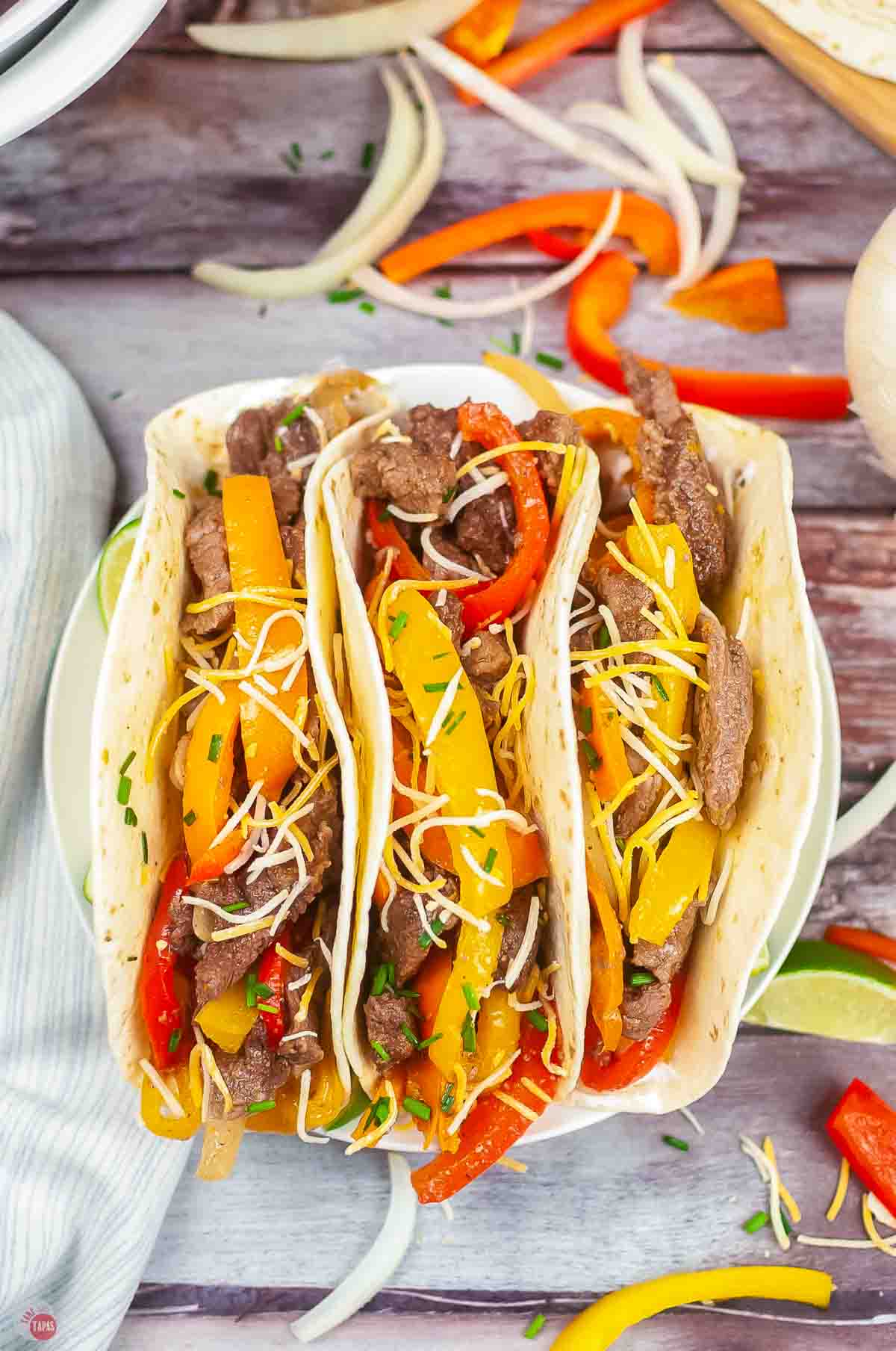 plate of steak fajitas