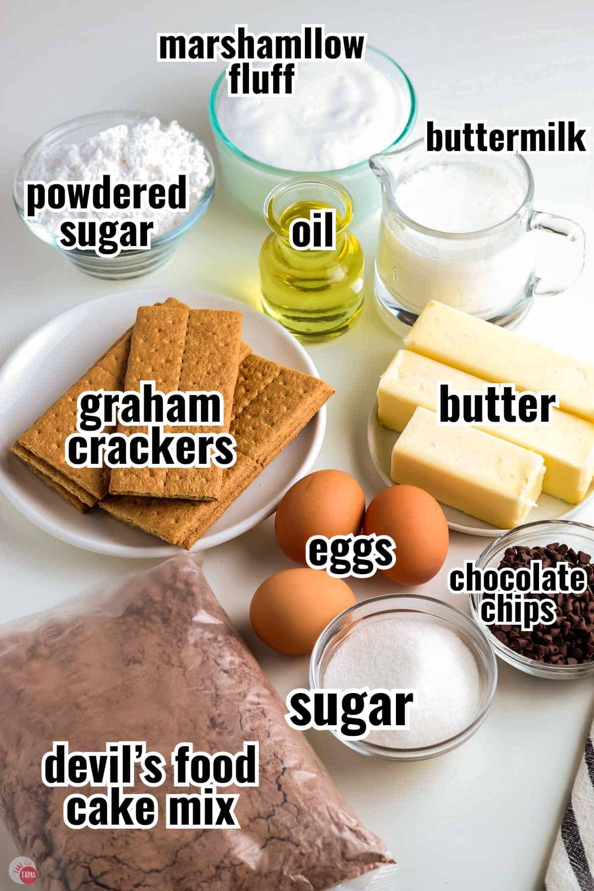 individual ingredients for a recipe with text overlay labeling them