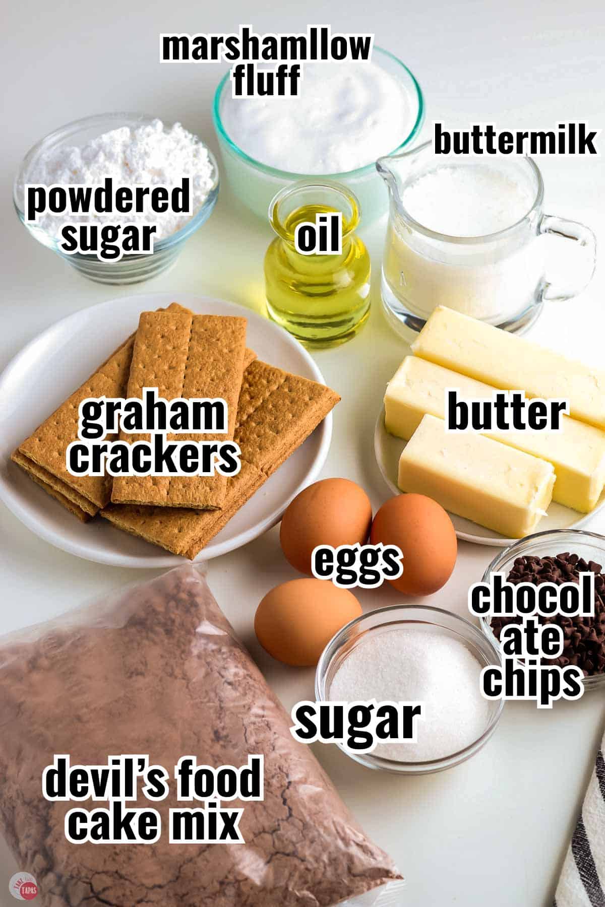 individual ingredients for a recipe with text overlay labeling them