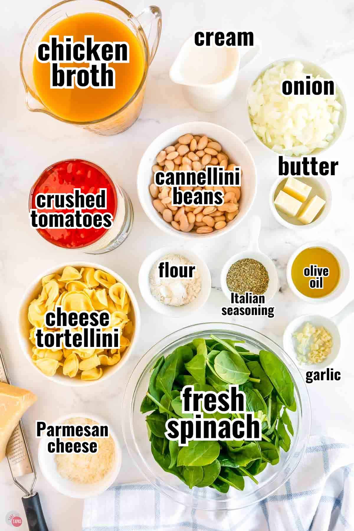 individual ingredients for a recipe with text overlay labeling them
