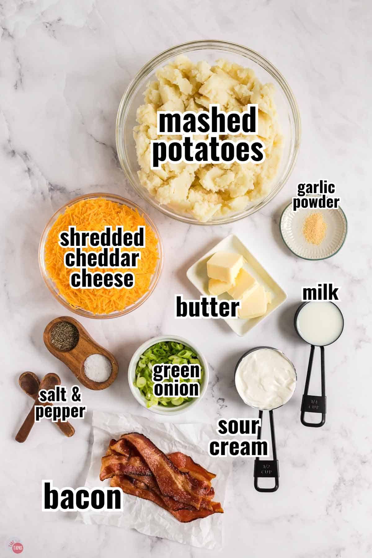 individual ingredients for a recipe with text overlay labeling them
