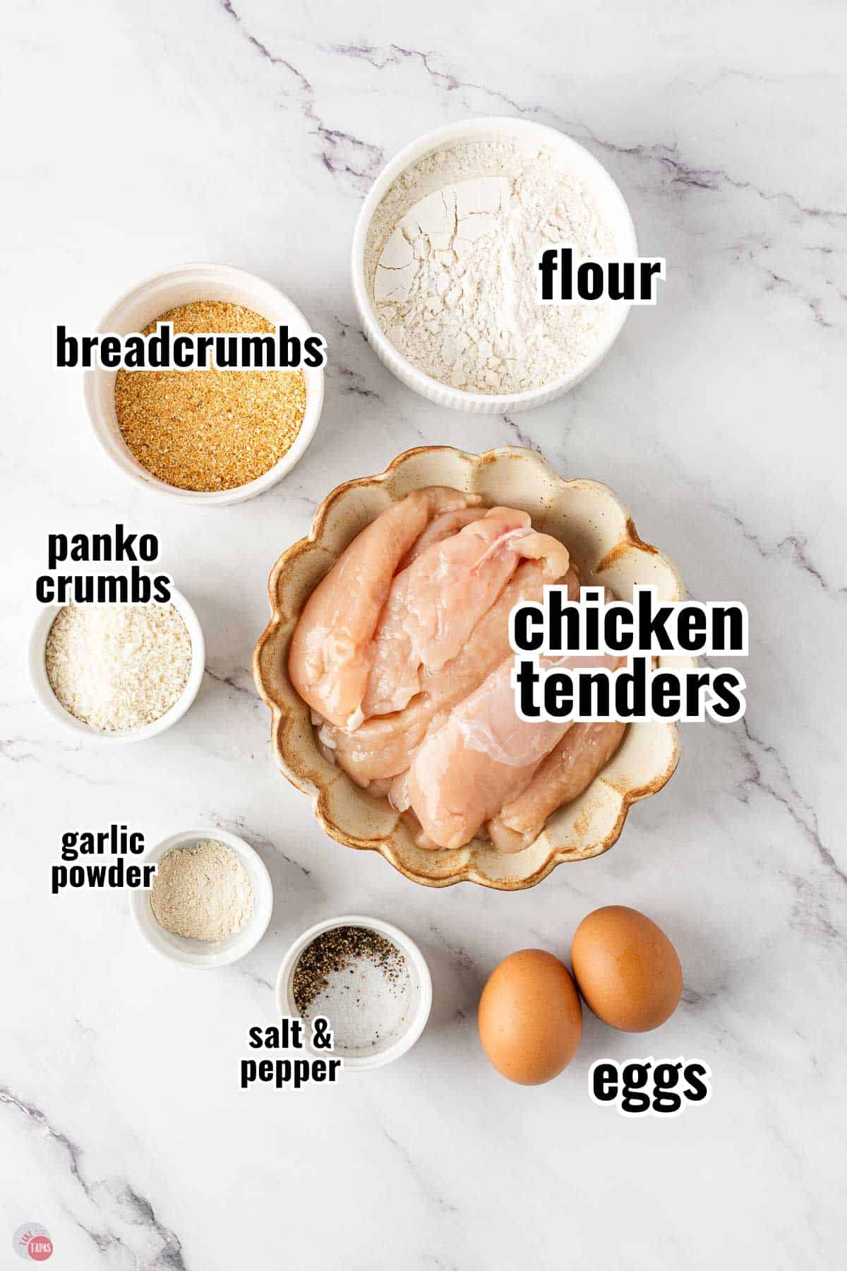 individual ingredients for a recipe with text overlay labeling them