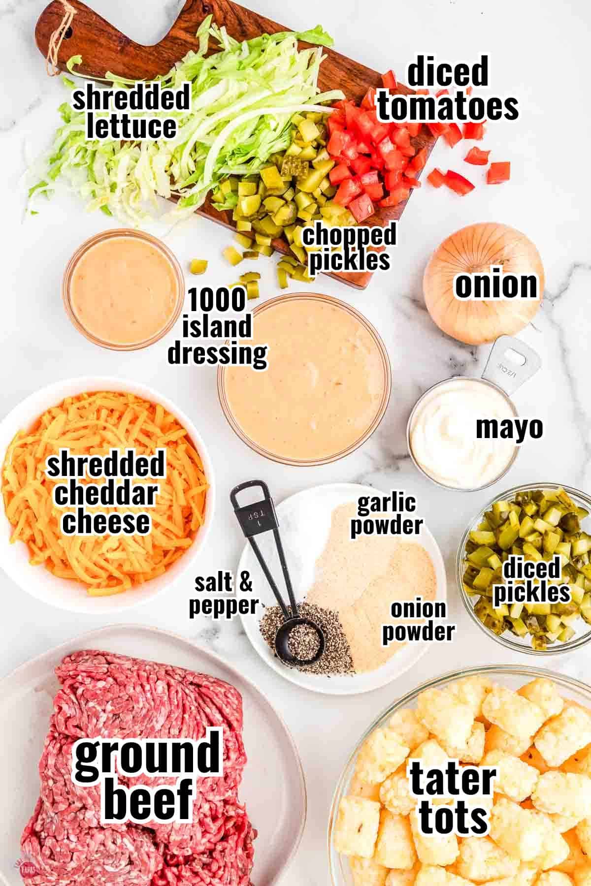 individual ingredients for a recipe with text overlay labeling them
