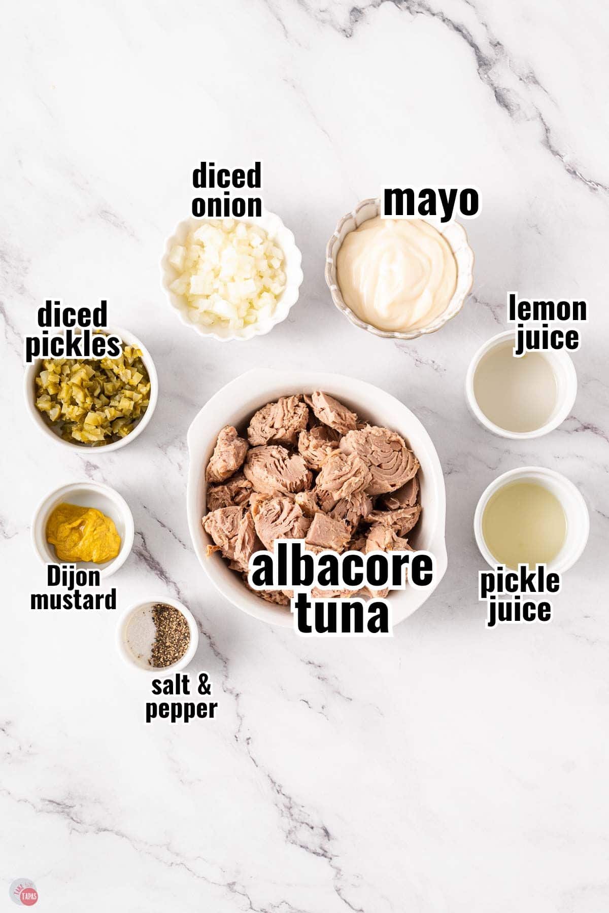 individual ingredients for a recipe with text overlay labeling them
