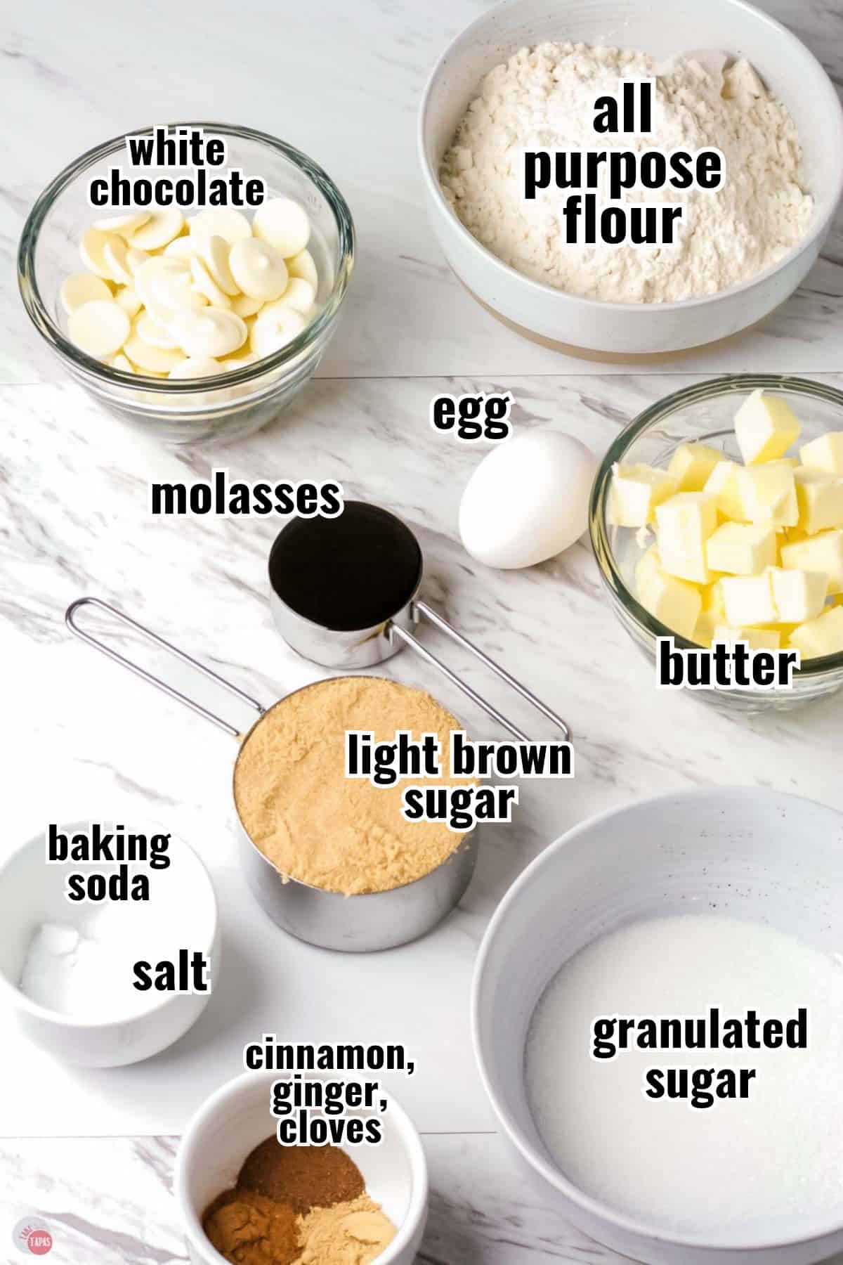 individual ingredients for a recipe with text overlay labeling them
