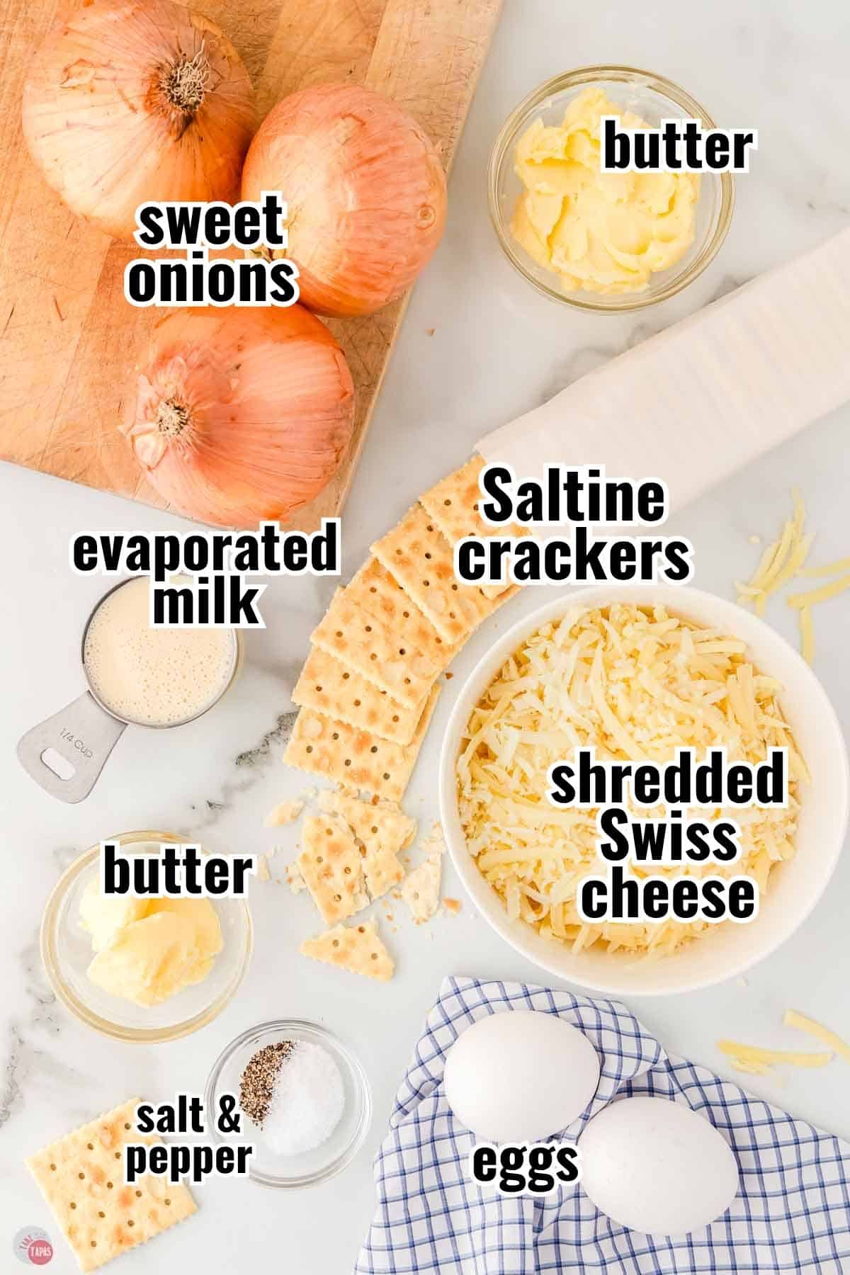 individual ingredients for a recipe with text overlay labeling them