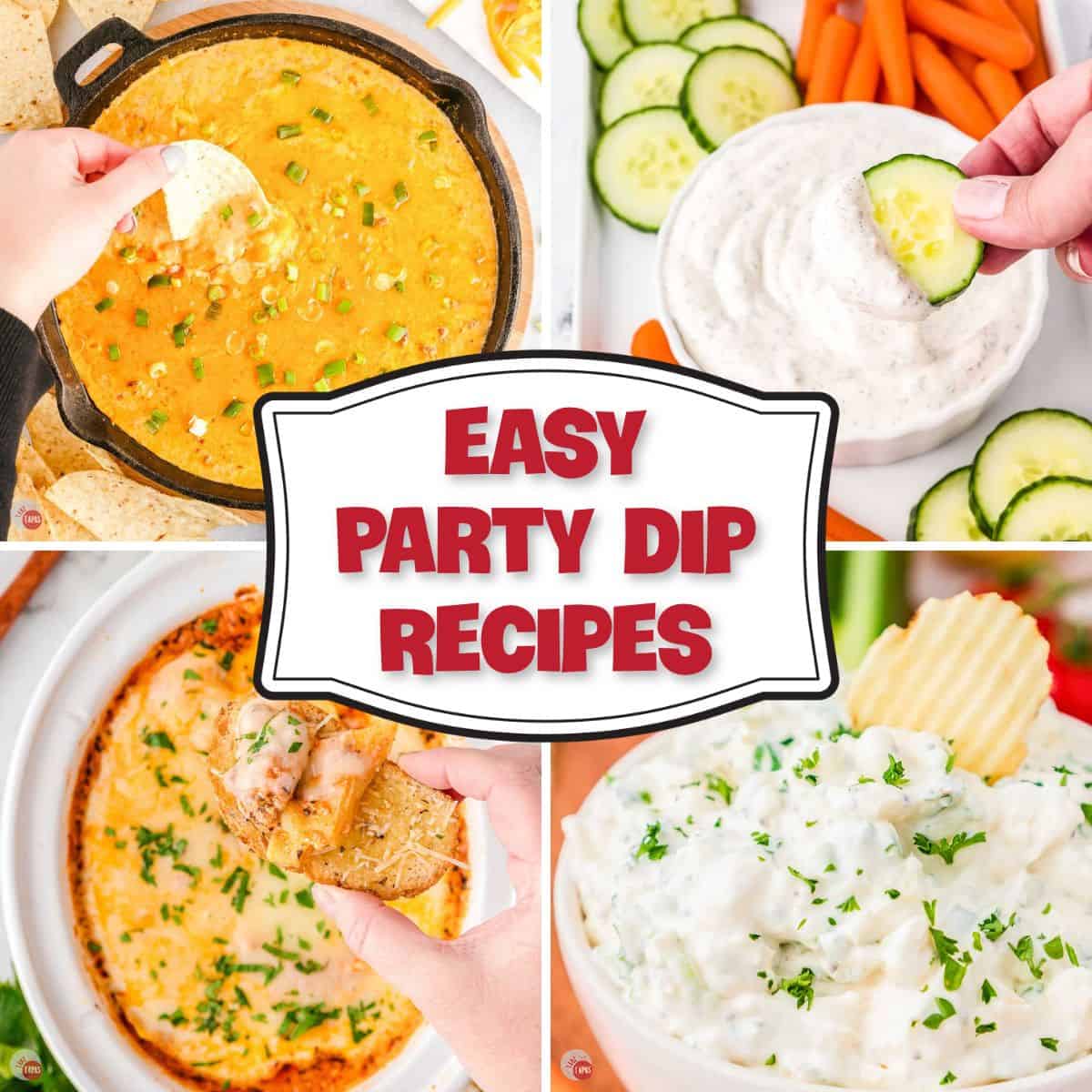 collage of party dips