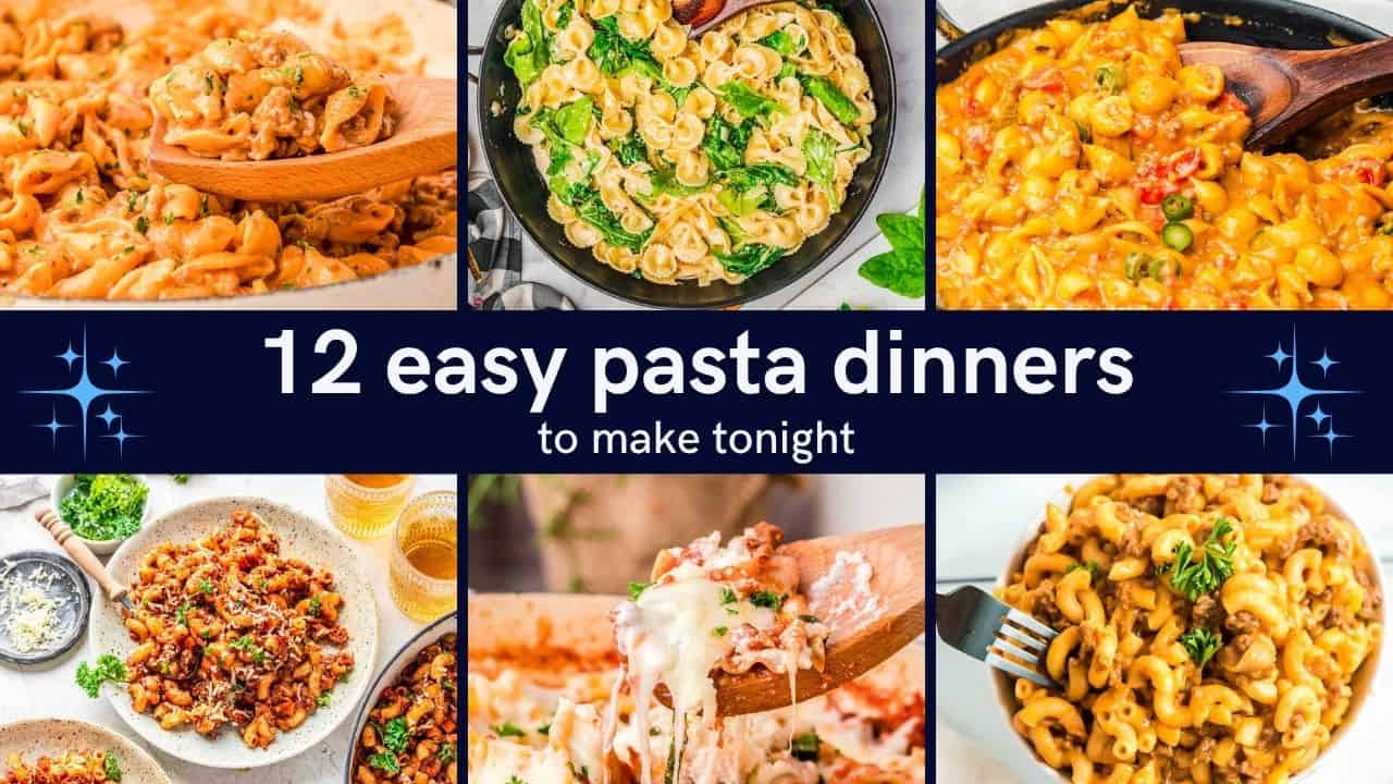 collage of pictures of pasta recipes with text