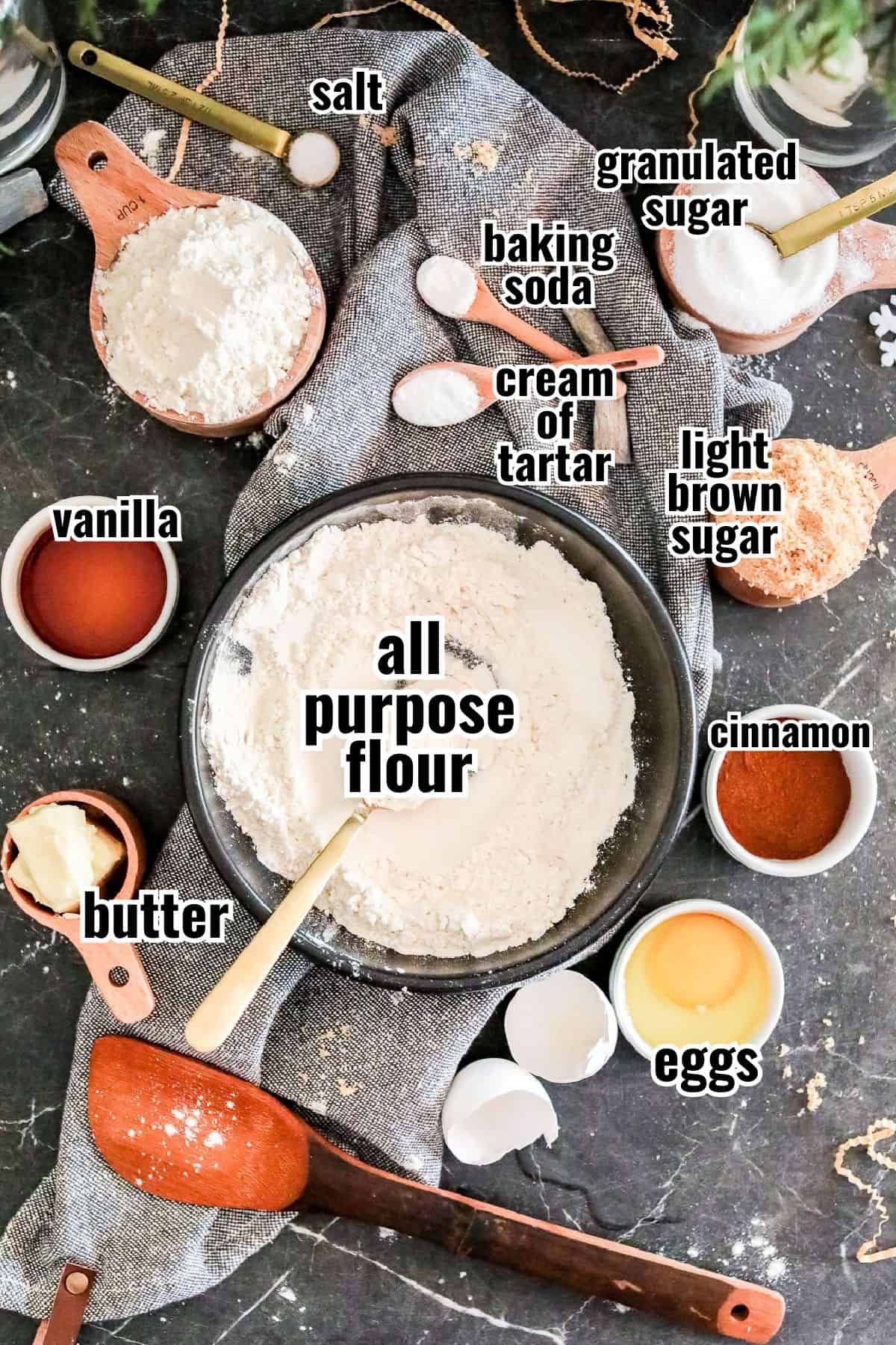 individual ingredients for a recipe with text overlay labeling them