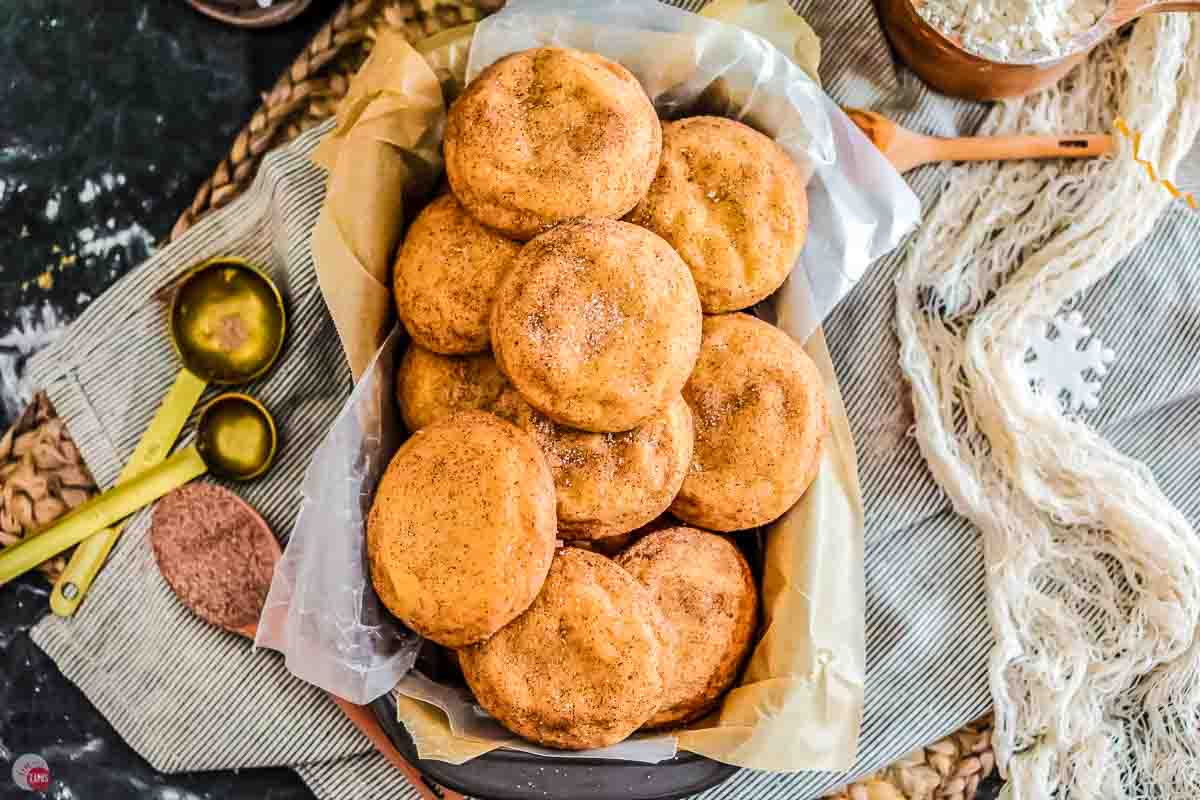 tray of snickerdoodle cookies
