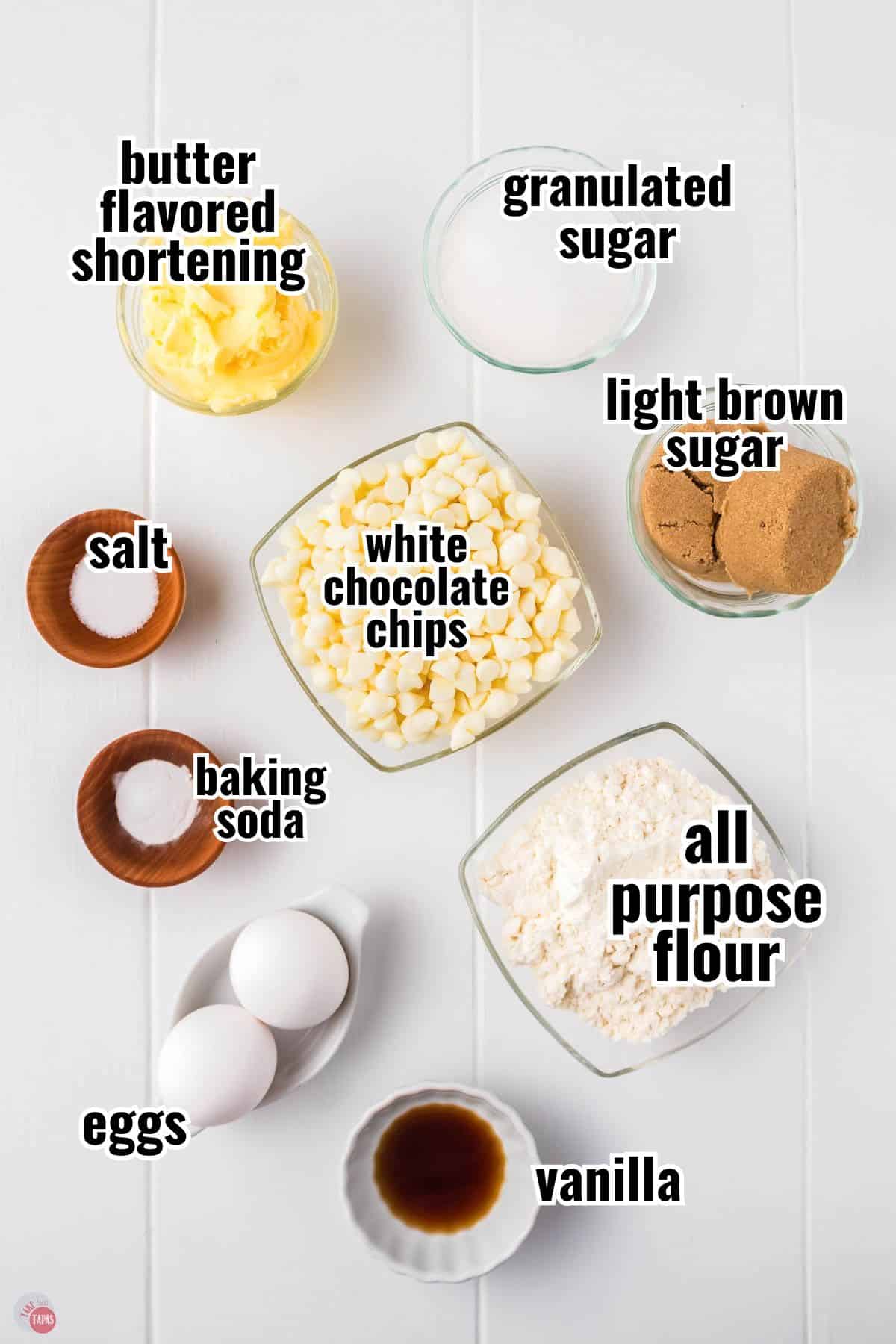 individual ingredients for a recipe with text overlay labeling them