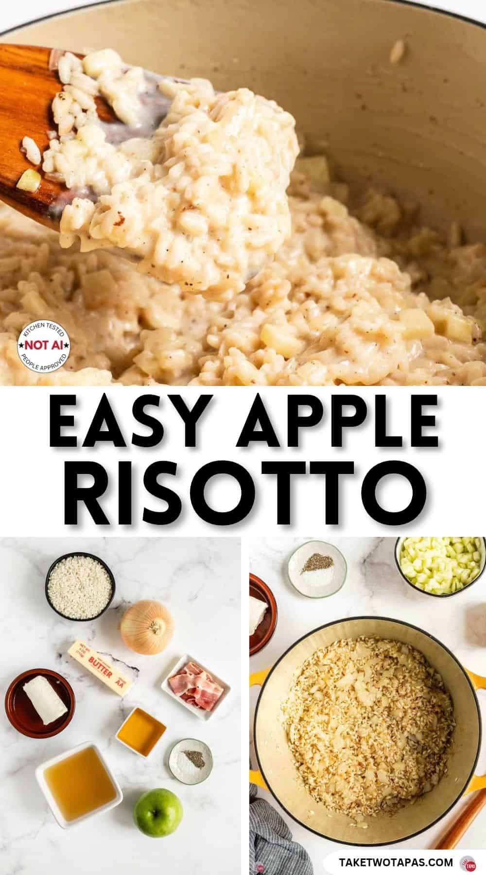 Apple risotto with bacon pin image