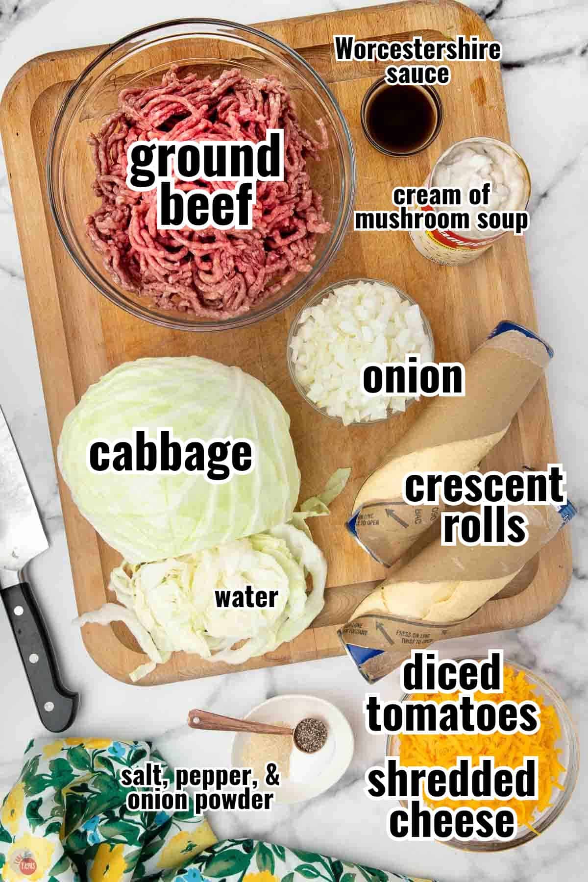 individual ingredients for a recipe with text overlay labeling them