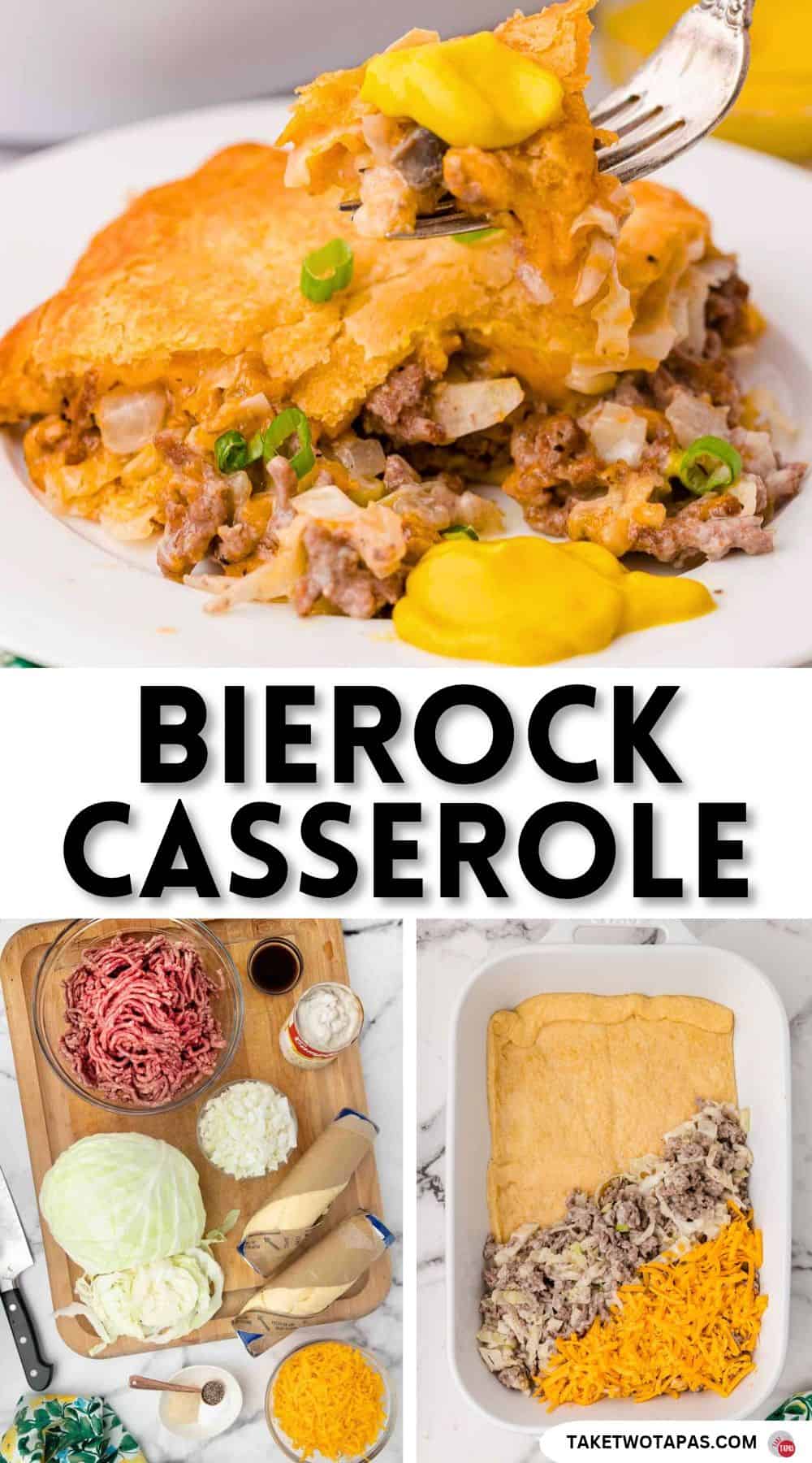 Pinterest pin image for a bierock casserole recipe