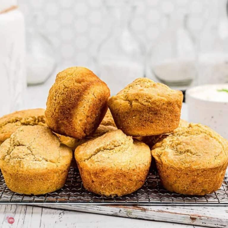 metal rack topped with cornbread muffins