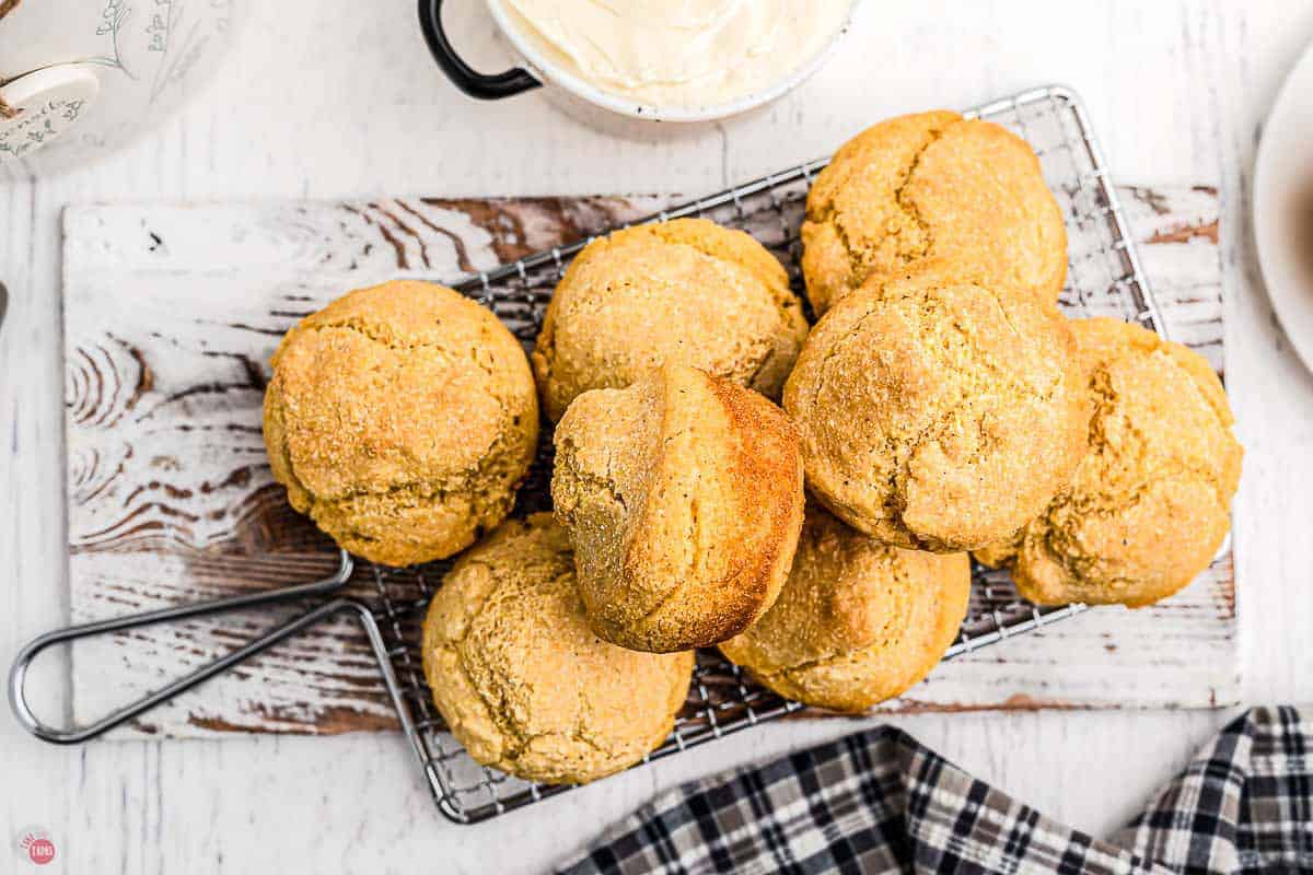 wire rack with corn muffins on top