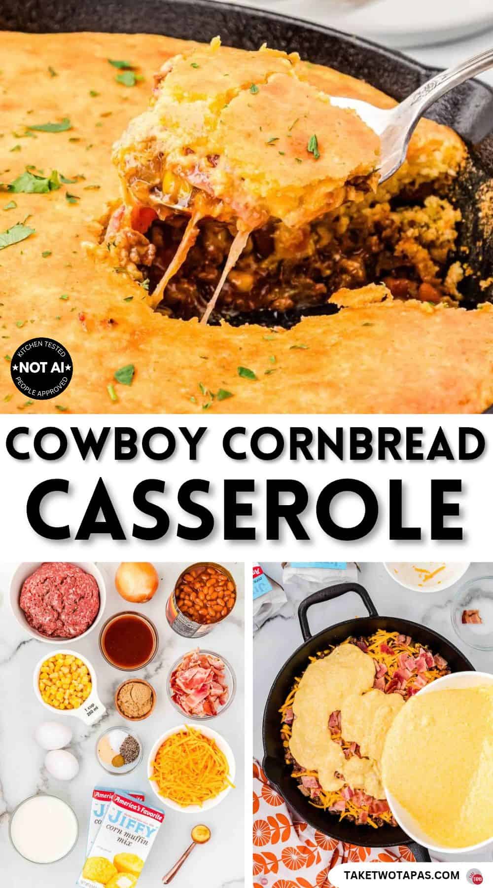 Pinterest pin image for a cowboy cornbread casserole