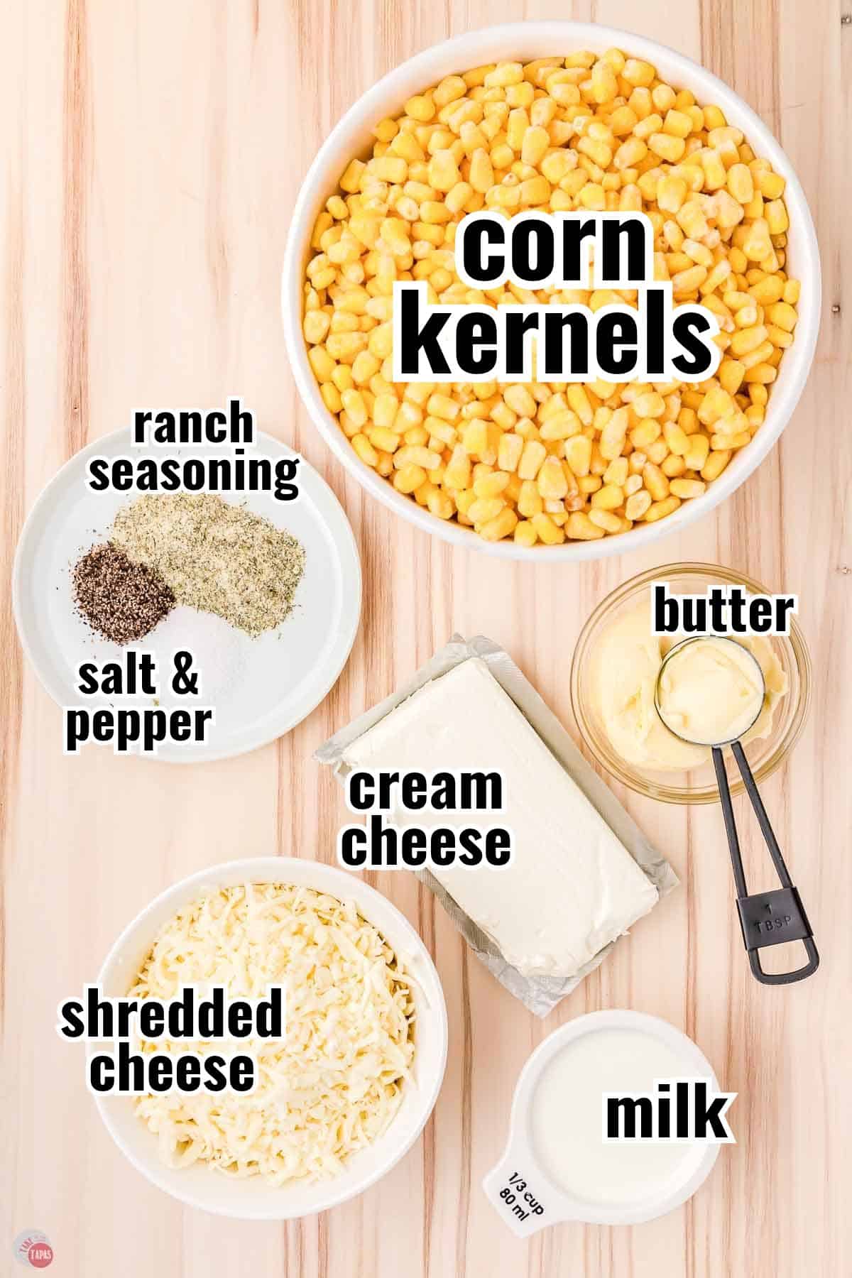 individual ingredients for a recipe with text overlay labeling them