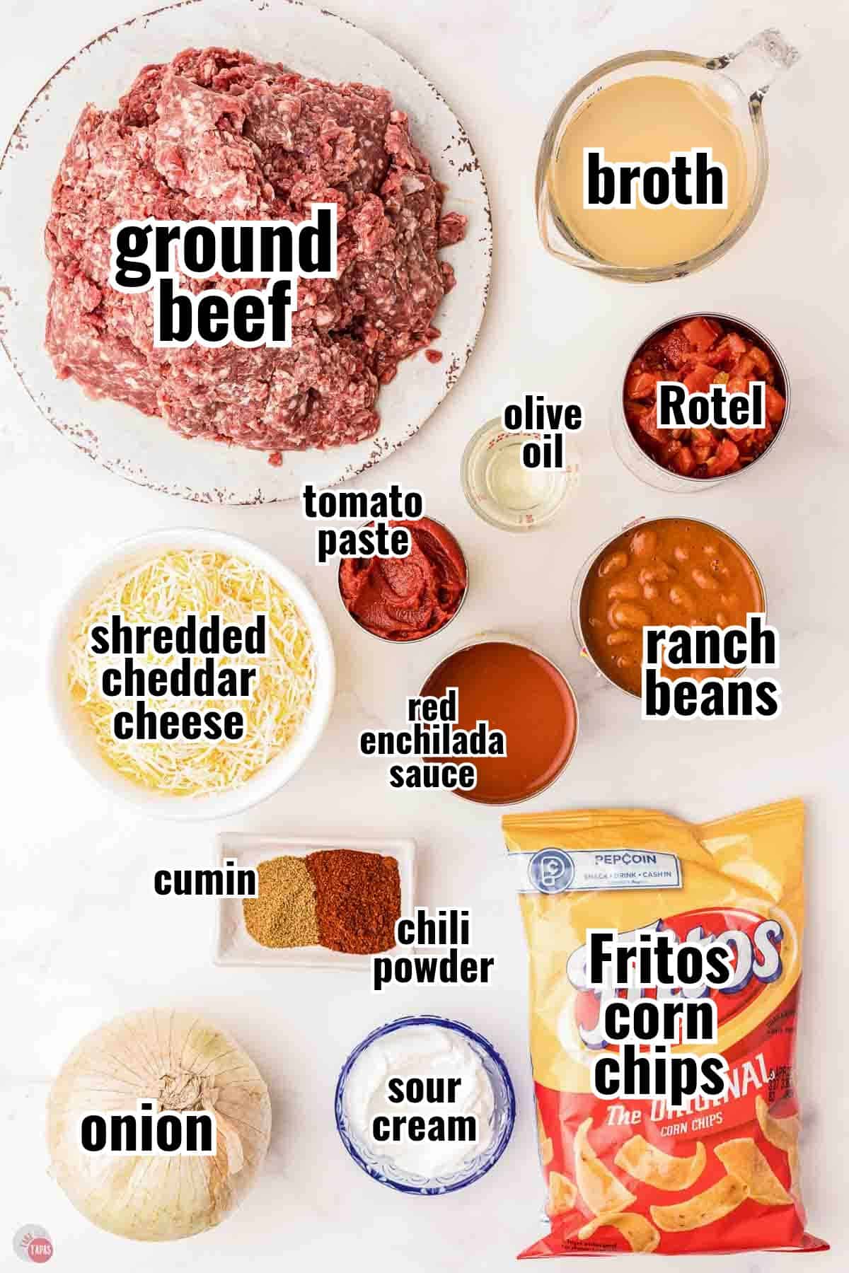 individual ingredients for a recipe with text overlay labeling them