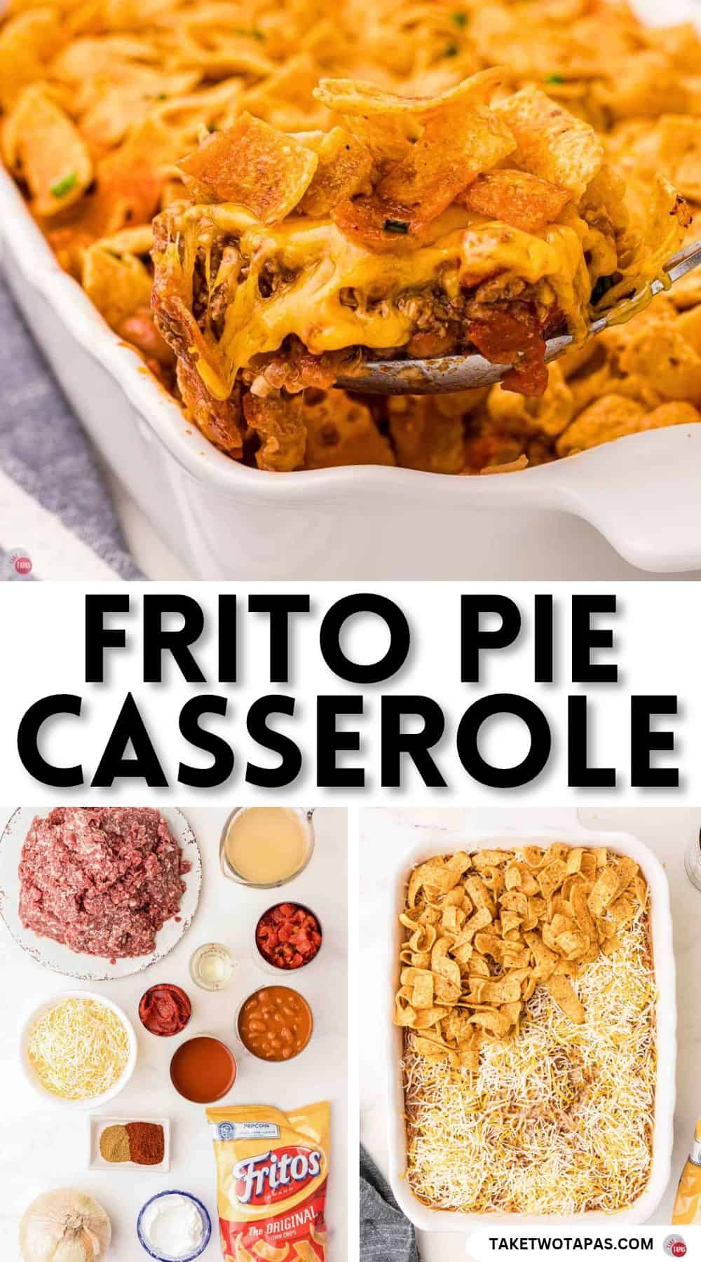 Pinterest pin image for a frito pie casserole recipe